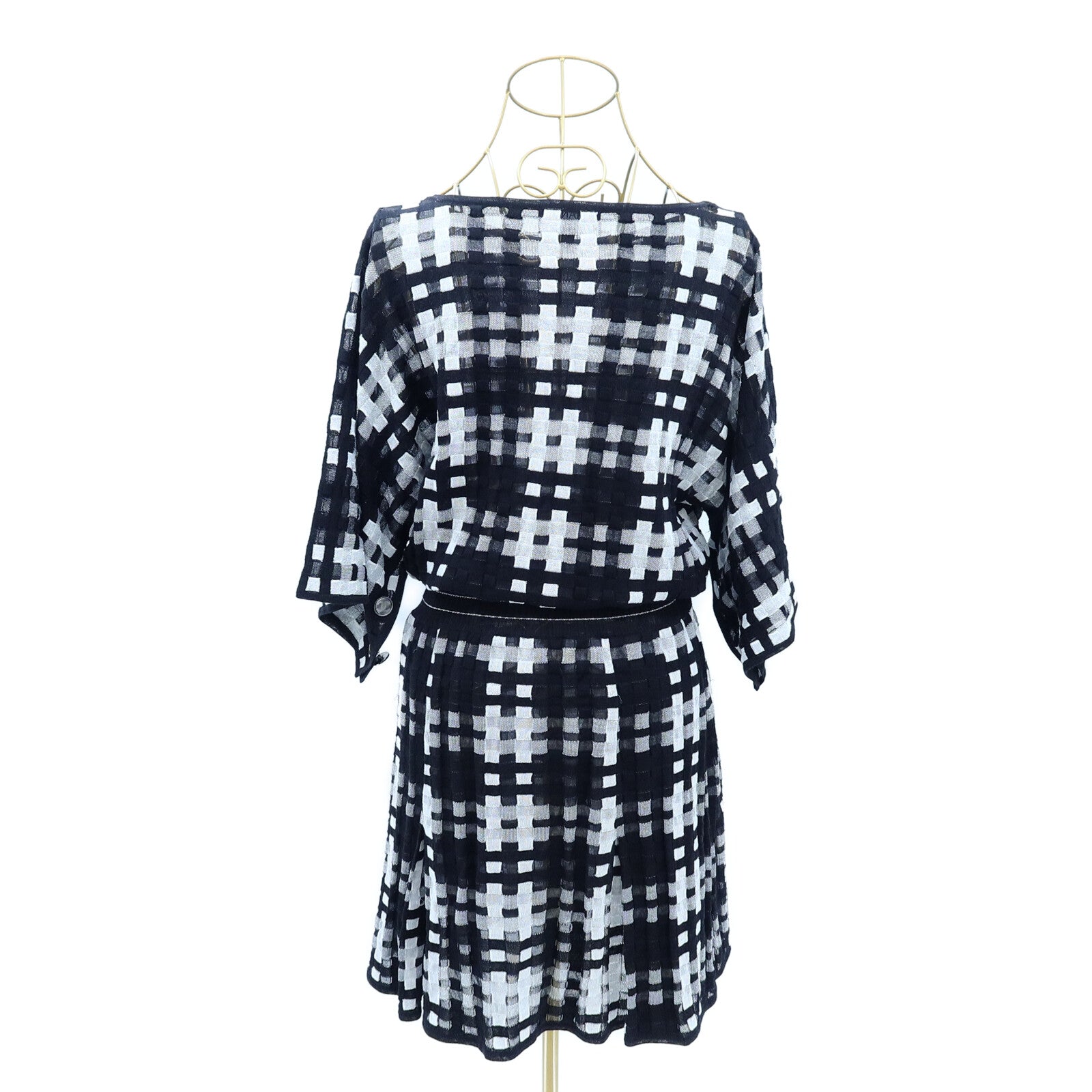 CHANEL Cotton/Wool Sheer Coco Button Knit Dress連身裙
