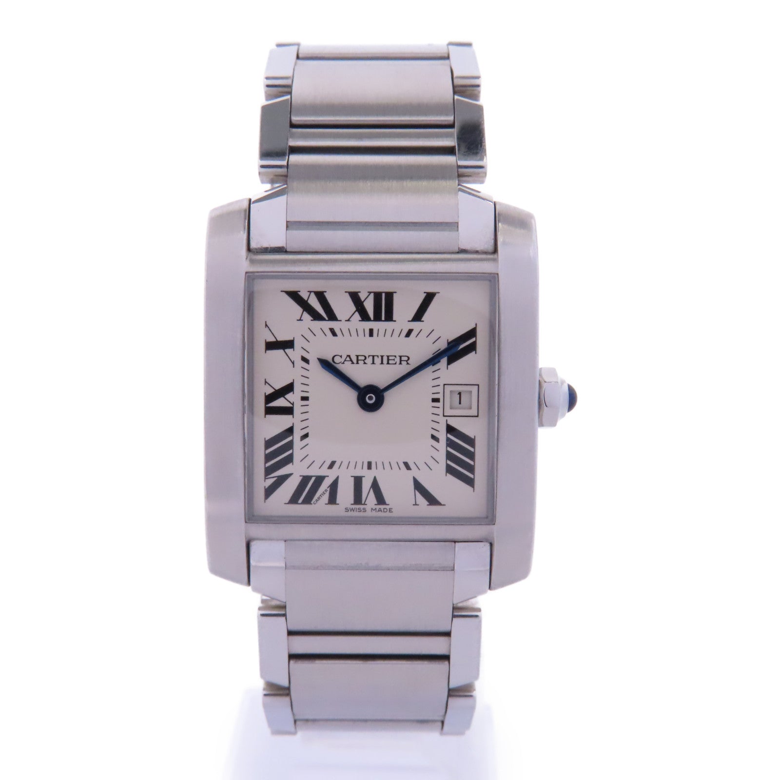 CARTIER Tank Francaise不鏽鋼手錶石英機芯白色