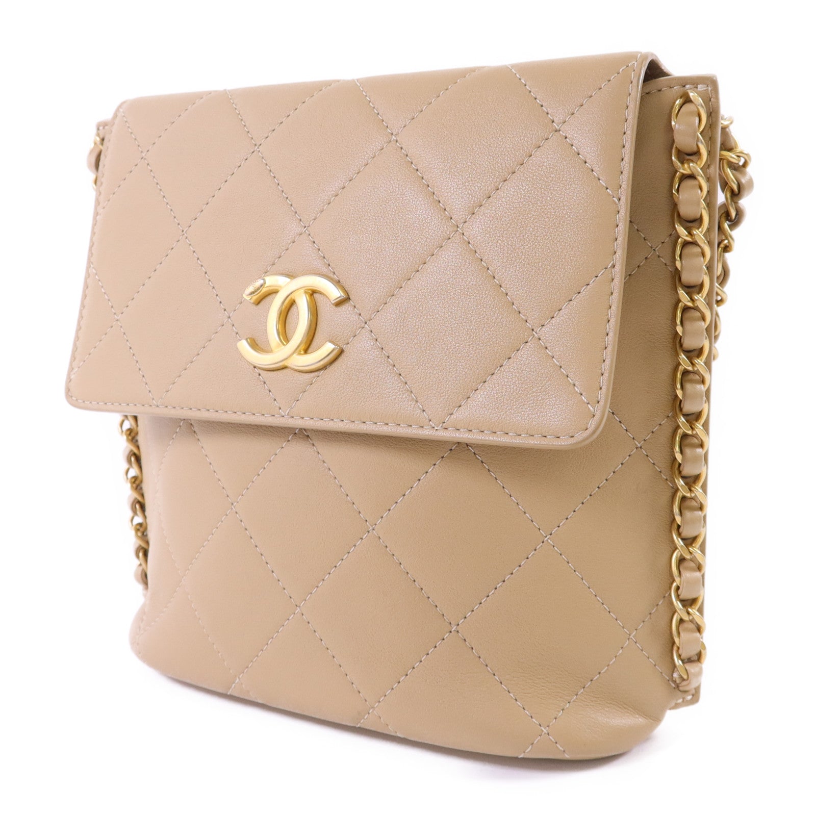 CHANEL 牛皮皮革Chain Shoulder Bag金扣鏈帶肩背袋