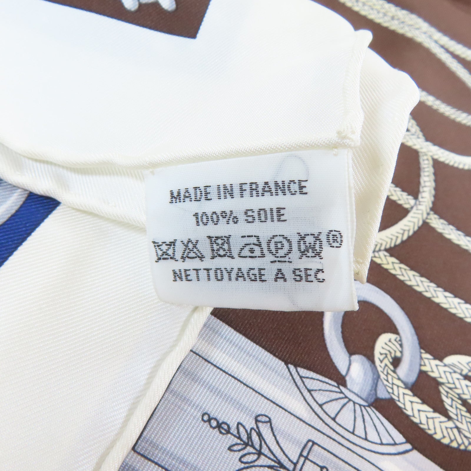 HERMES 絲質Scarf絲巾白色/藍色/啡色
