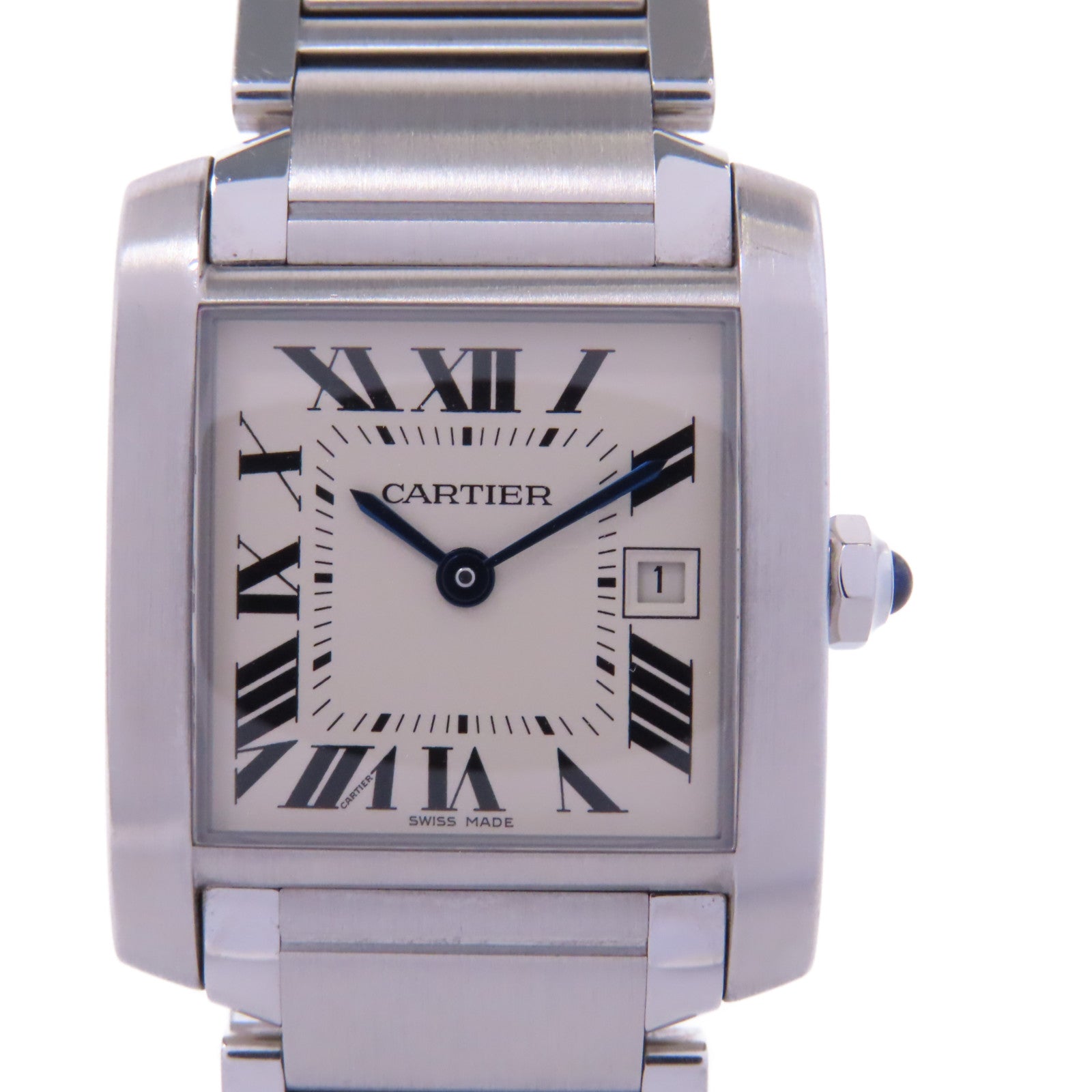 CARTIER Tank Francaise不鏽鋼手錶石英機芯白色