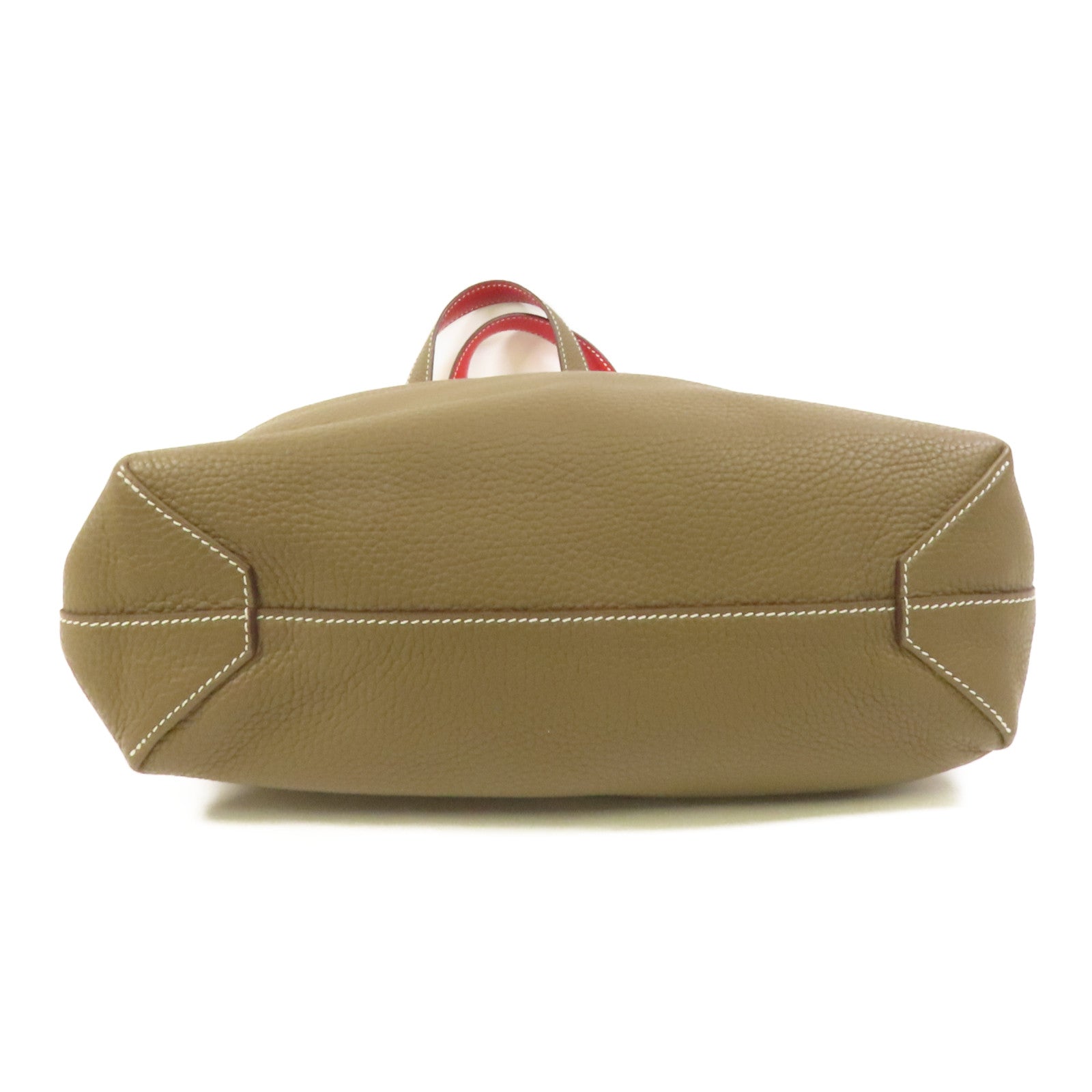 HERMES Clemence皮革Double Sens 35手挽袋 Etoupe/Rouge Tomato