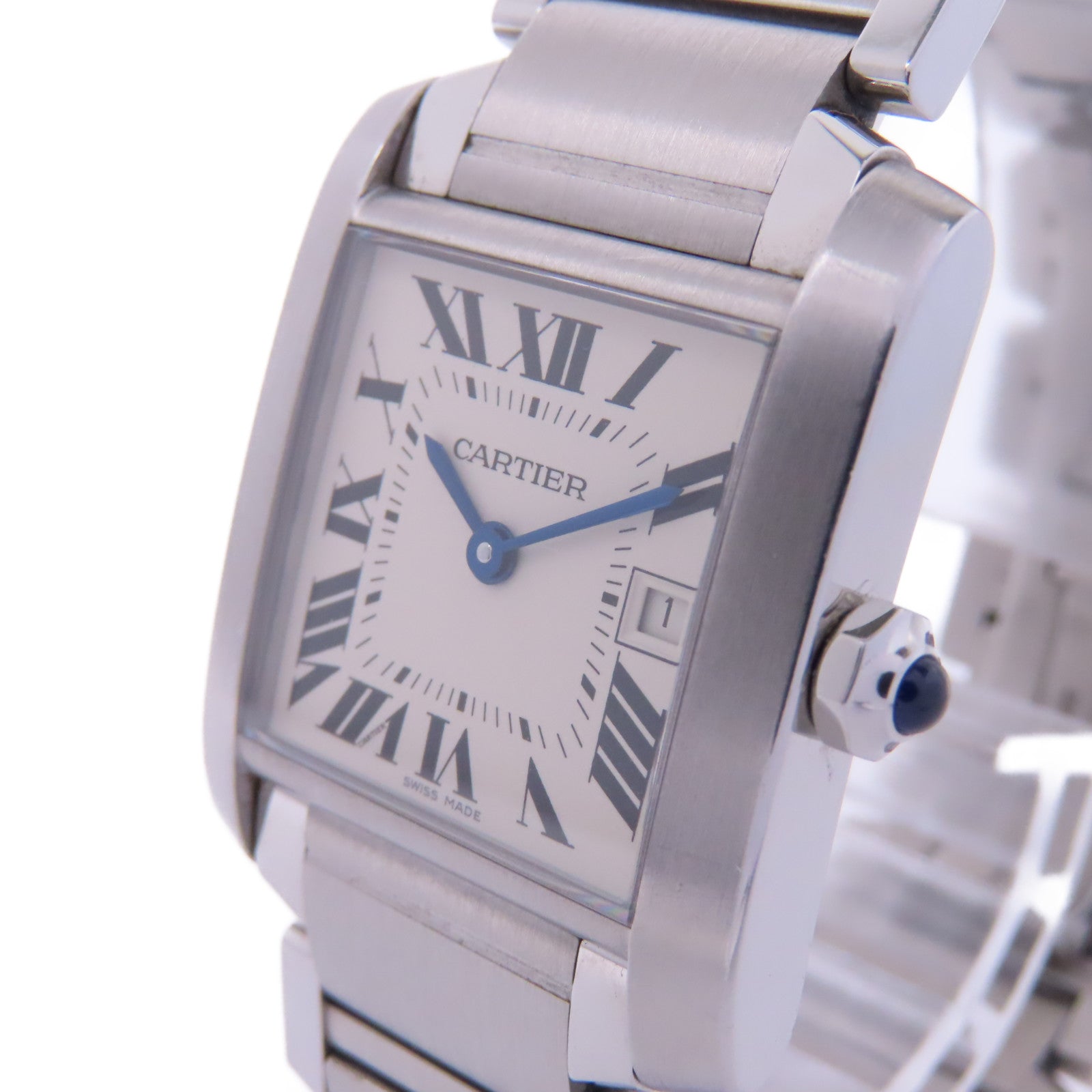 CARTIER Tank Francaise不鏽鋼手錶石英機芯白色