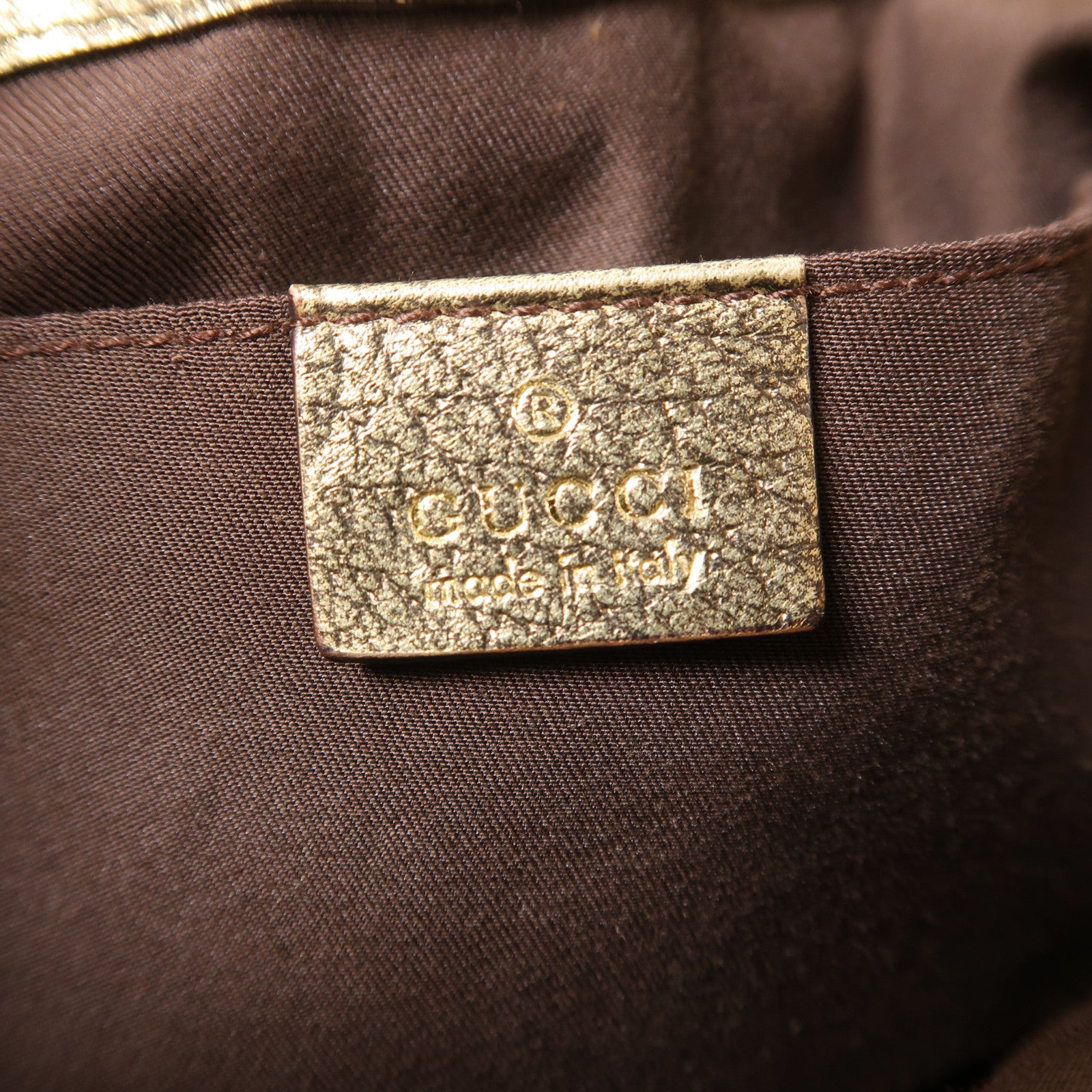 GUCCI 帆布Chain Shoulder金扣鏈帶肩背袋啡色