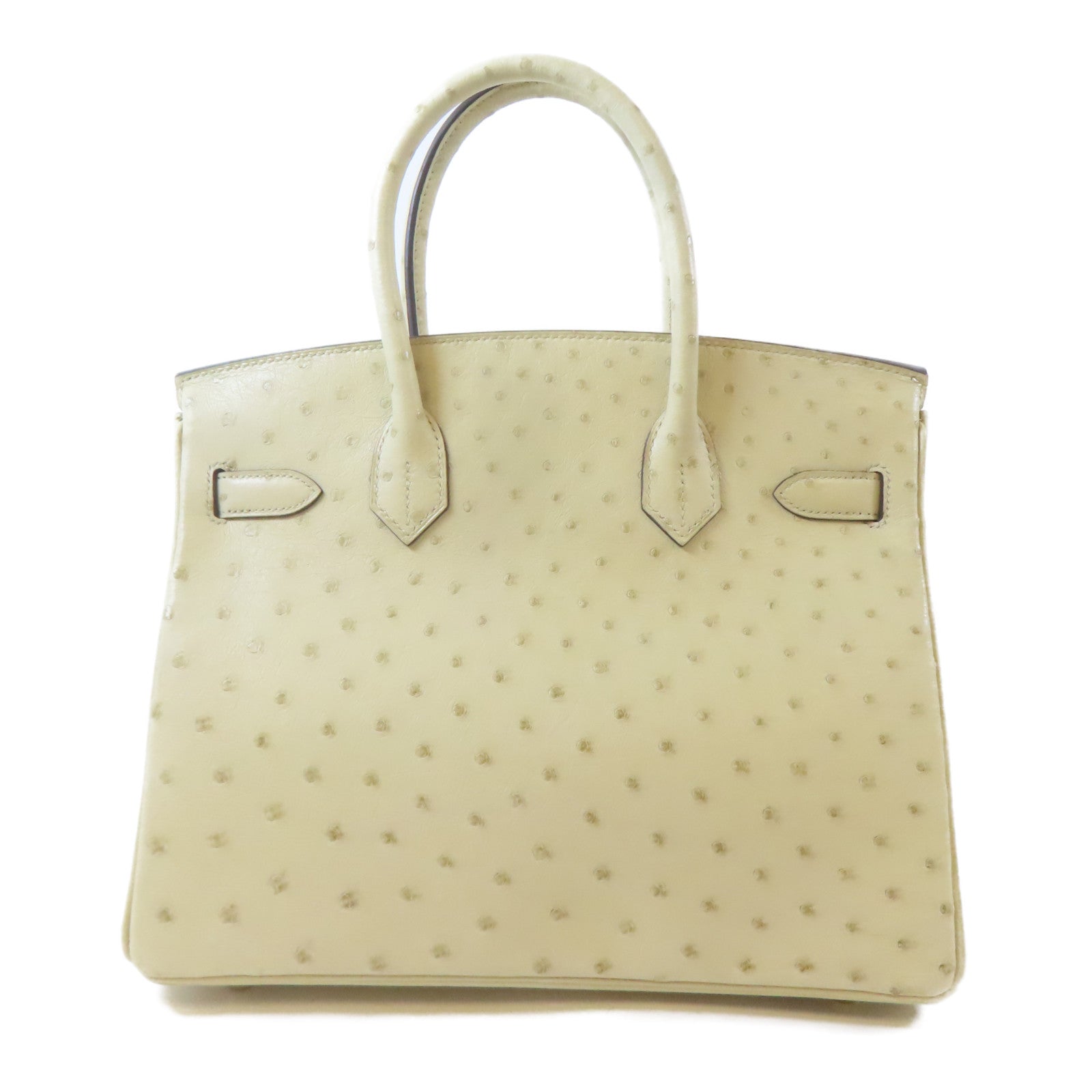 HERMES 鴕鳥皮革Birkin 30金扣手挽袋Parchemin/米色