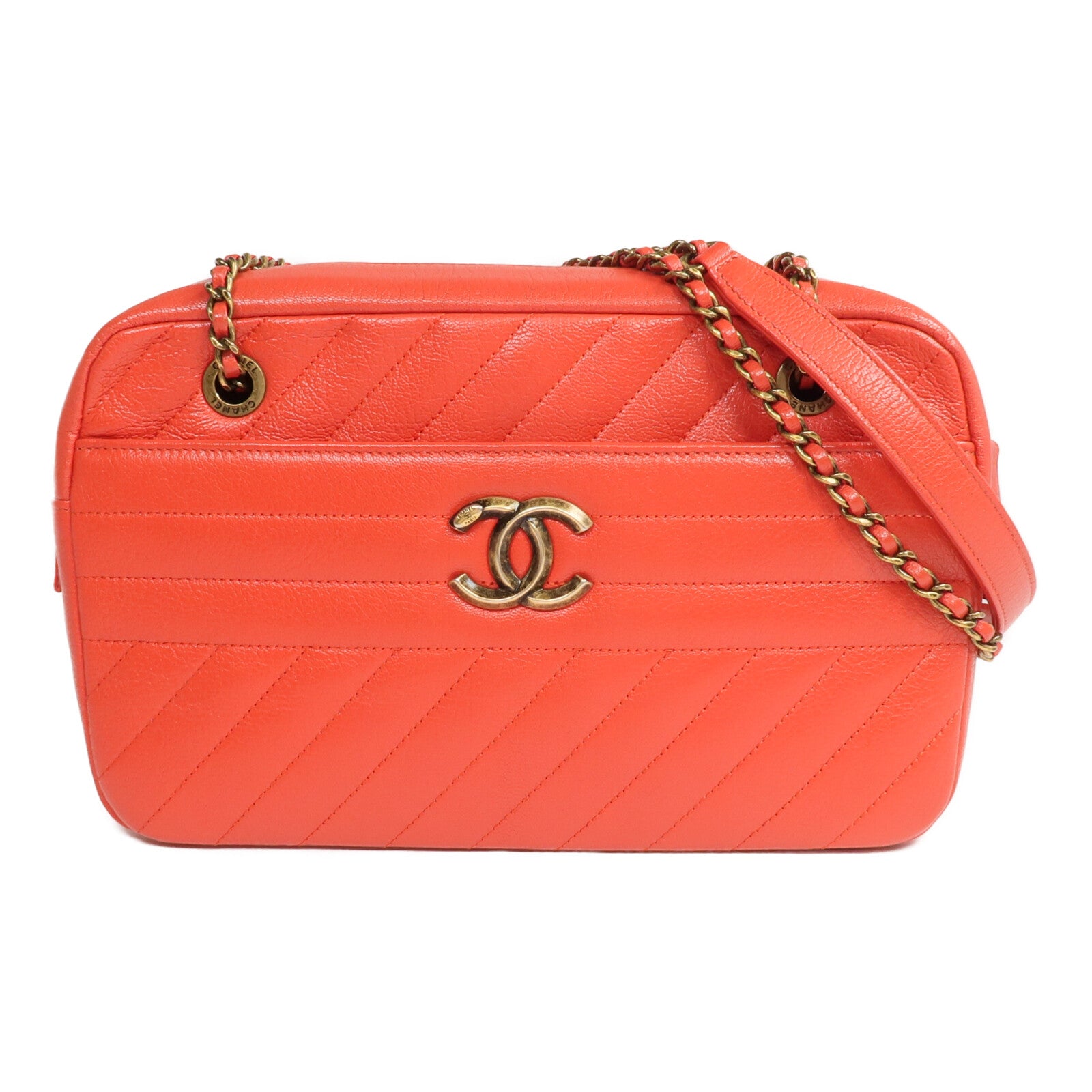 CHANEL 【激減優惠】牛皮皮革Camera Bag金扣鏈帶肩背袋