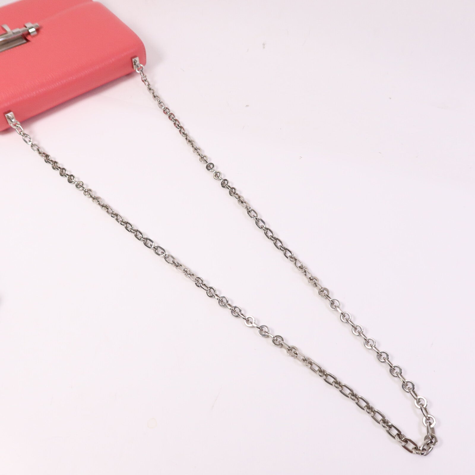 HERMES 【激減優惠】Chevre皮革Mini Verrou銀扣鏈帶肩背袋Rose Azalee