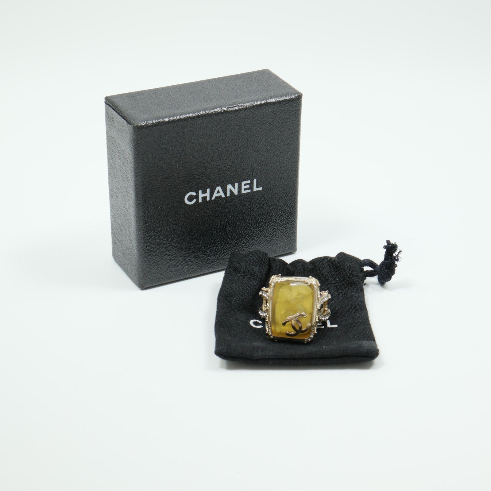 CHANEL 金屬/水鑽/樹脂Vanity Gripoix Ring戒指