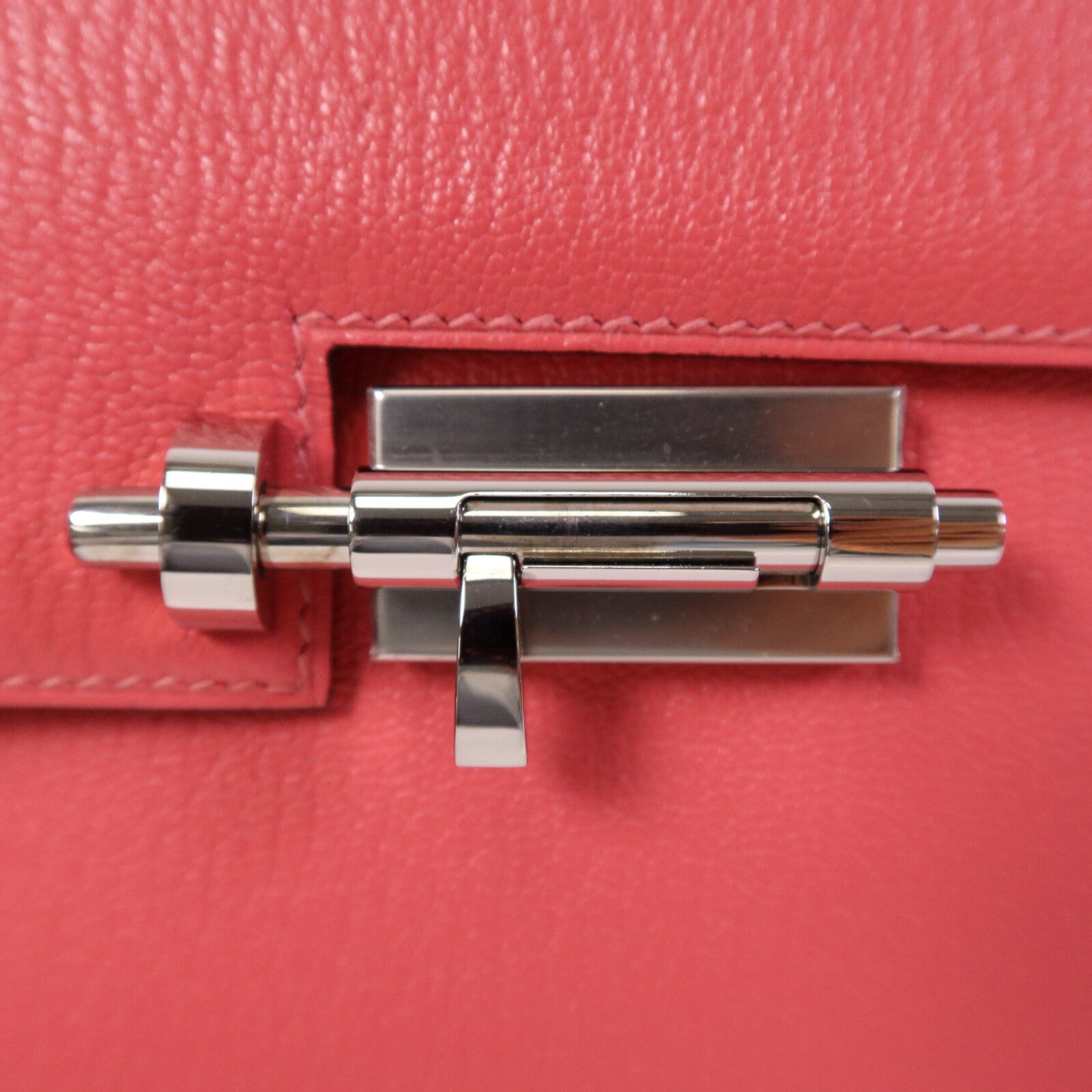 HERMES 【激減優惠】Chevre皮革Mini Verrou銀扣鏈帶肩背袋Rose Azalee