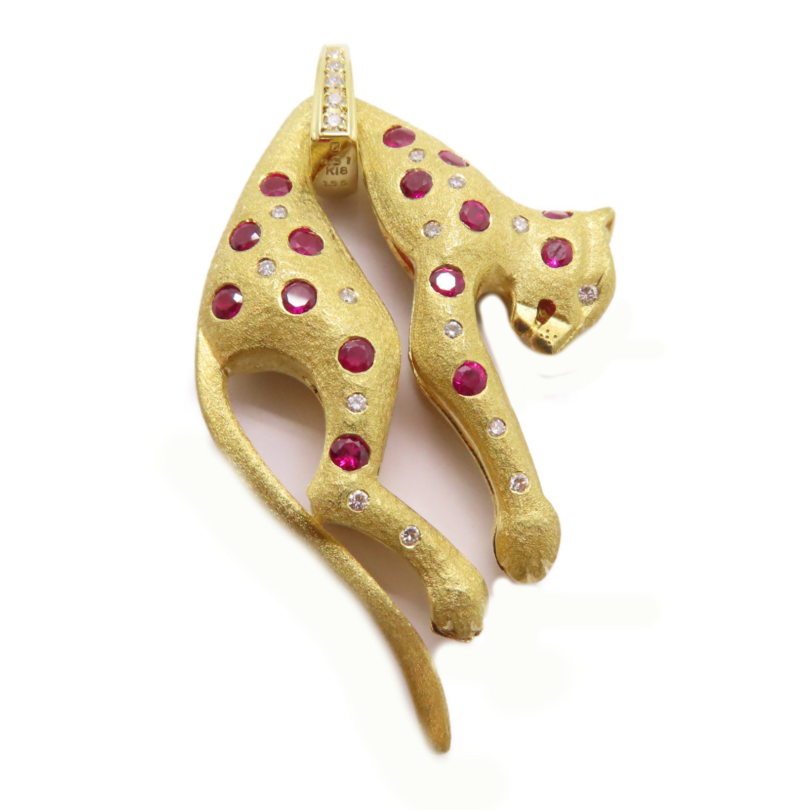 JEWELRY 18K黃金Ruby Diamond Pendant Top 1.55ct紅寶石/0.31ct鑽石吊墜