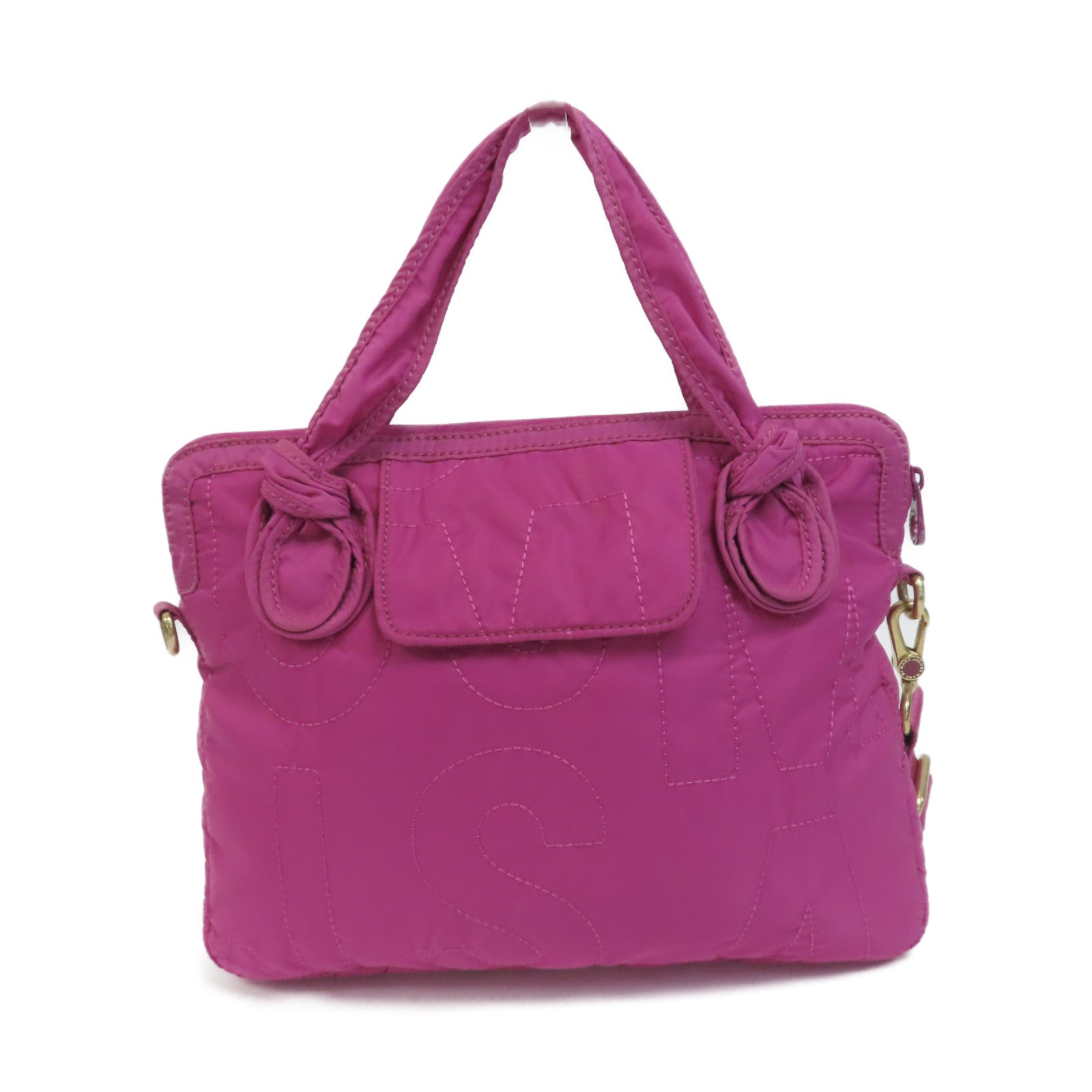 MARC BY MARC JACOBS 尼龍Laptop Bag金扣手挽肩背兩用袋粉紅色