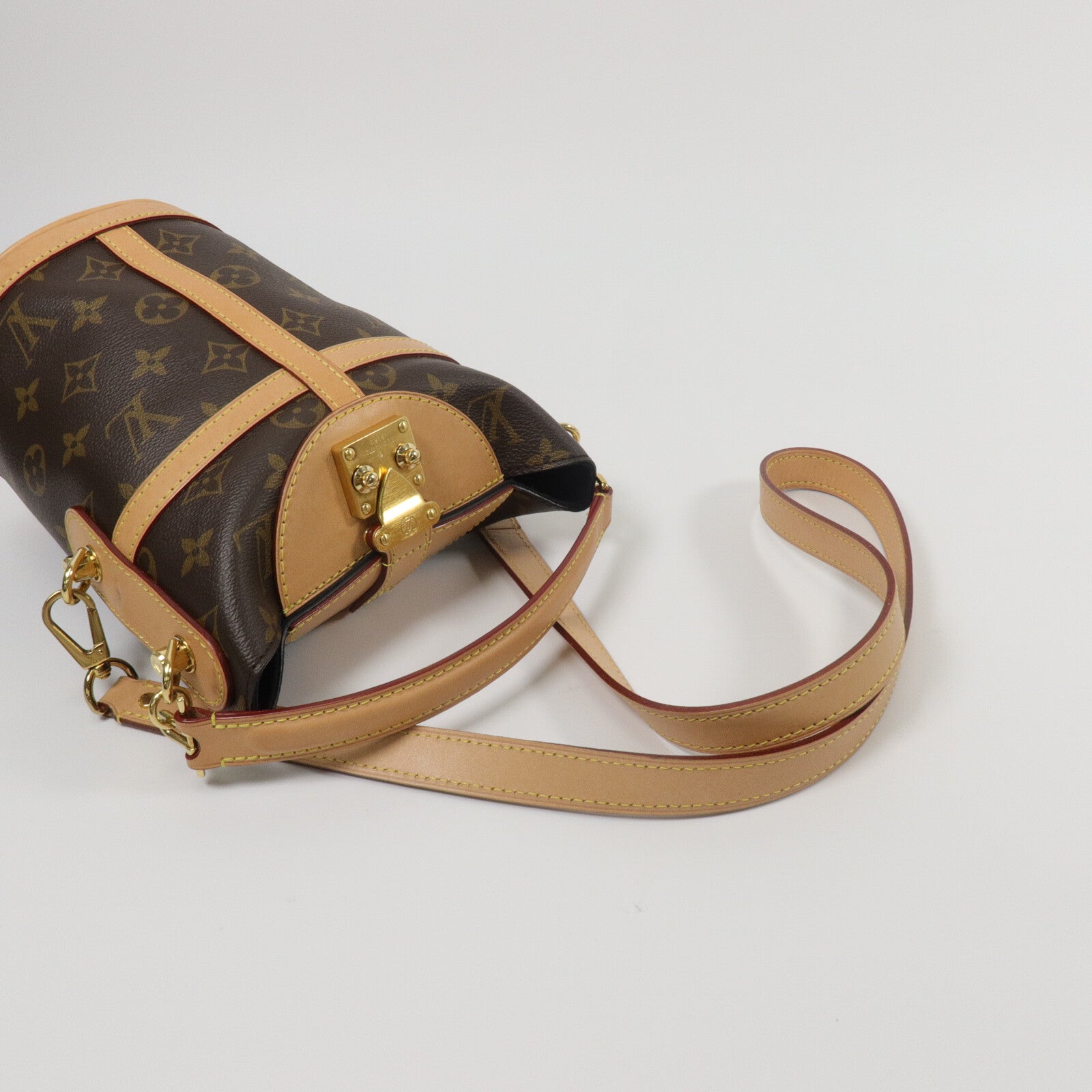 LOUIS VUITTON Monogram Duffle金扣手挽肩背兩用袋棕色