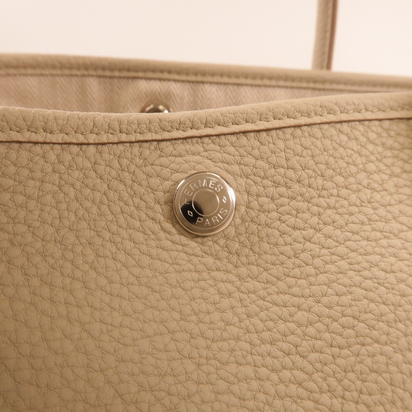 HERMES Negonda皮革Garden Party PM銀扣手挽袋Beton