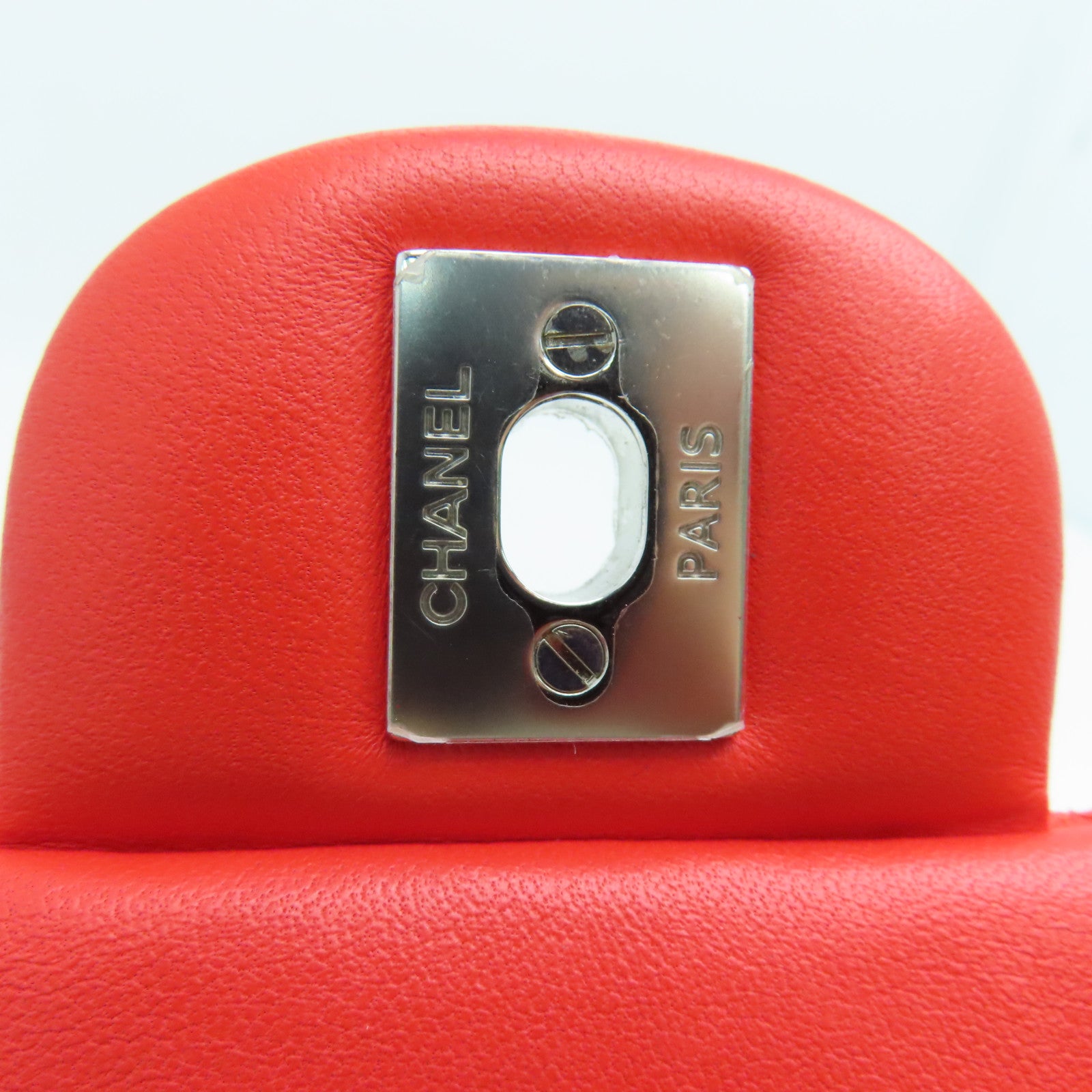CHANEL 【激減優惠】菱格羊皮皮革Chain Shoulder銀扣鏈帶肩背袋紅色