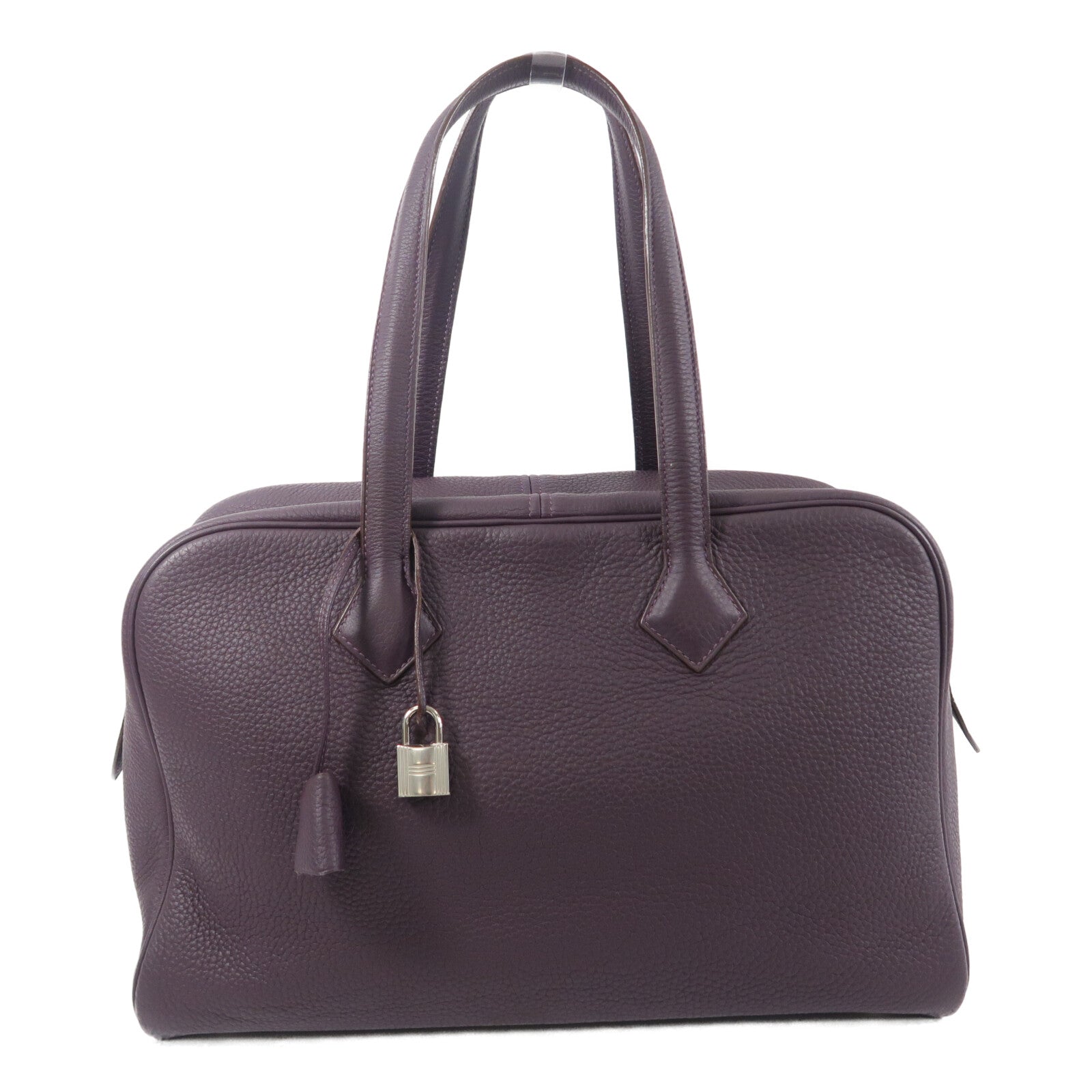 HERMES Clemence皮革Victoria 35手挽袋Rouge Pivoine