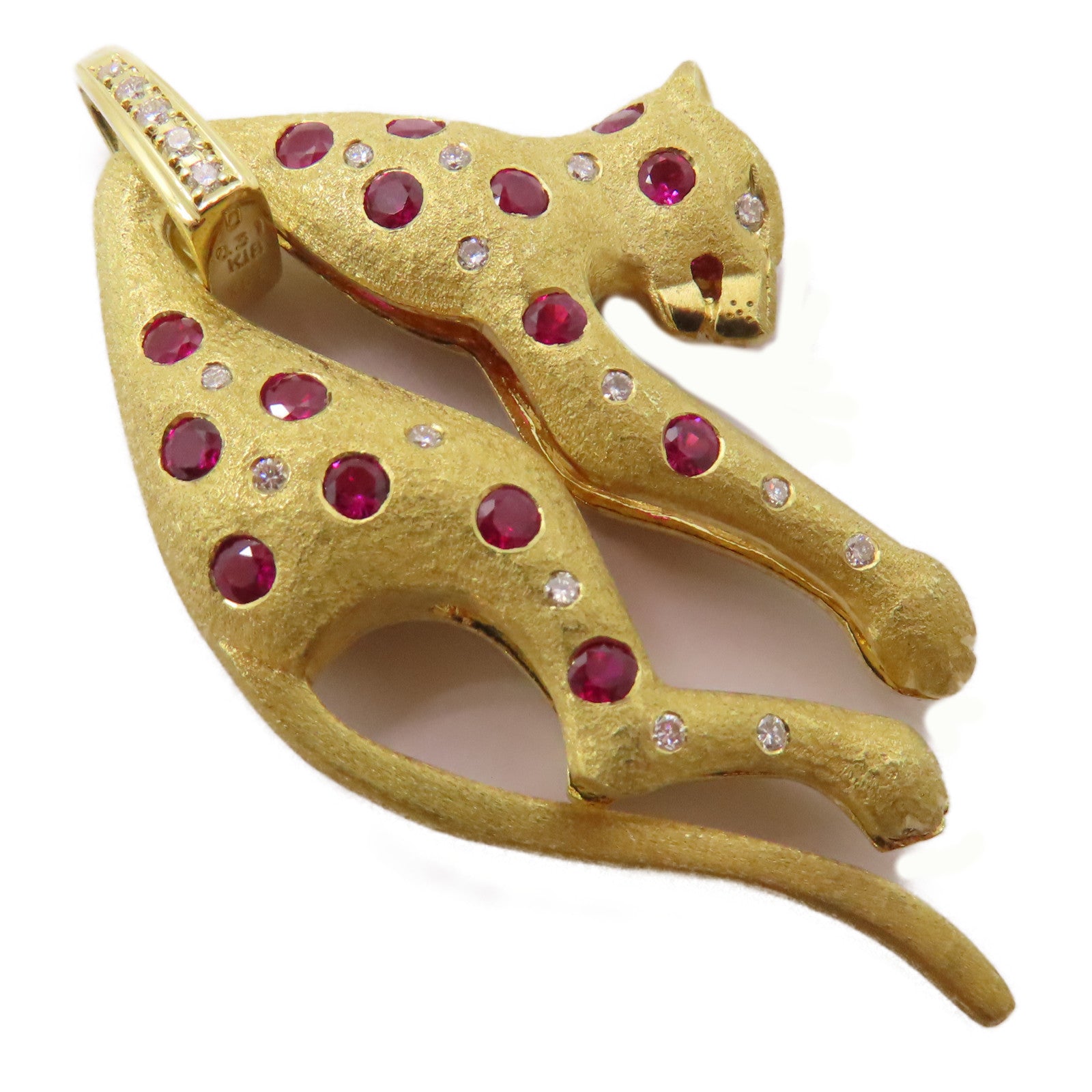 JEWELRY 18K黃金Ruby Diamond Pendant Top 1.55ct紅寶石/0.31ct鑽石吊墜