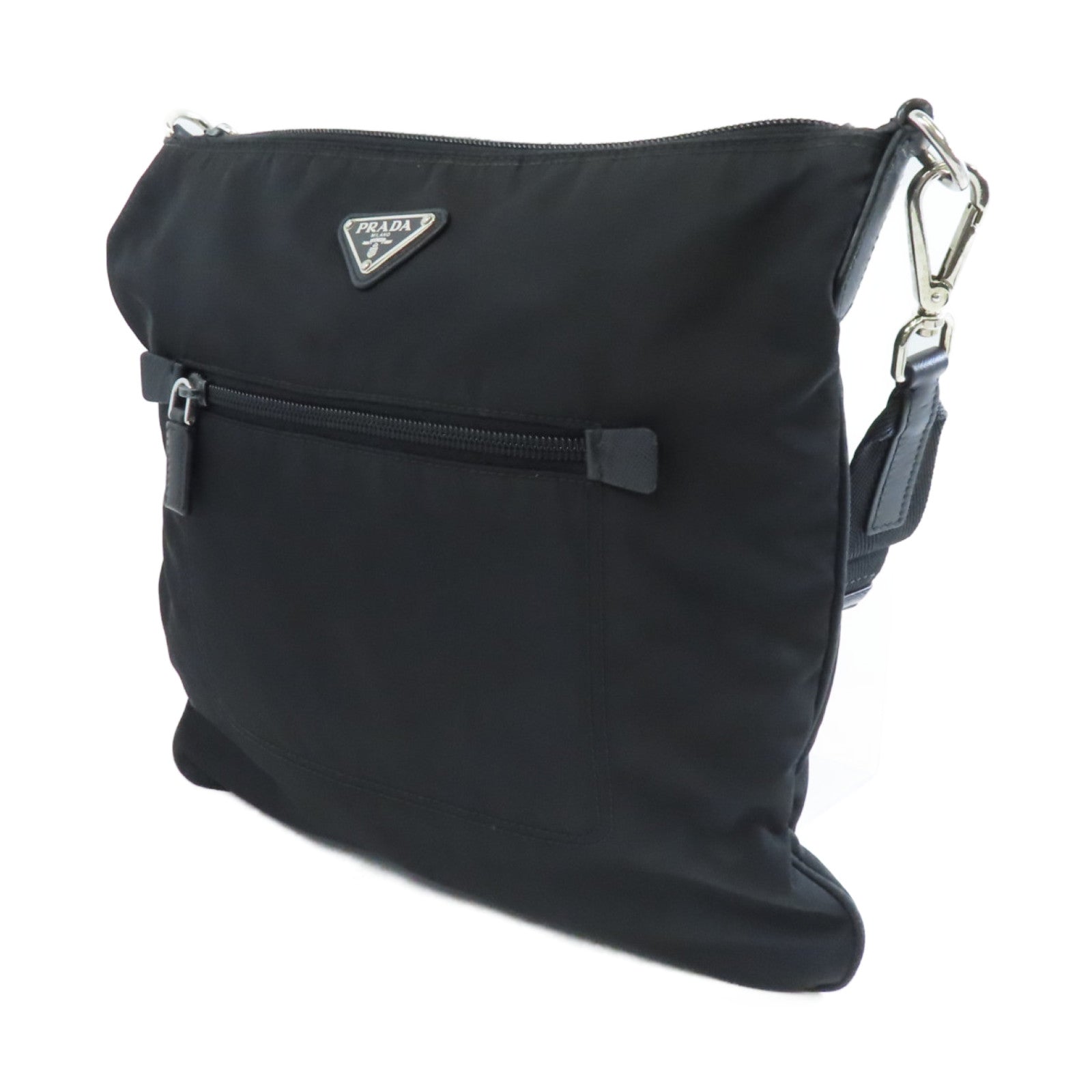 PRADA 尼龍Shoulder Bag銀扣肩背袋黑色