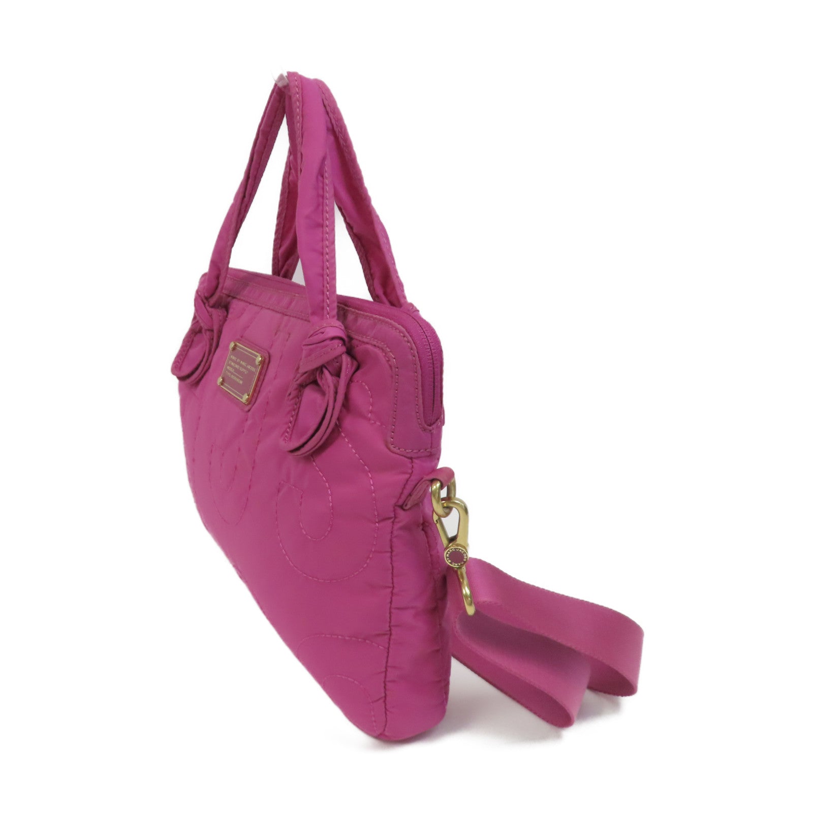 MARC BY MARC JACOBS 尼龍Laptop Bag金扣手挽肩背兩用袋粉紅色