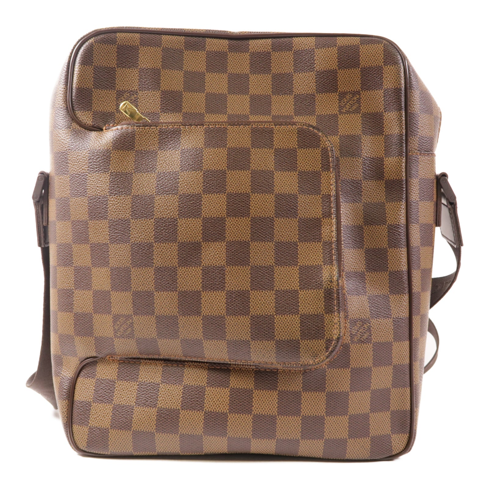 LOUIS VUITTON 【激減優惠】Damier Olaf MM金扣肩背袋棕色