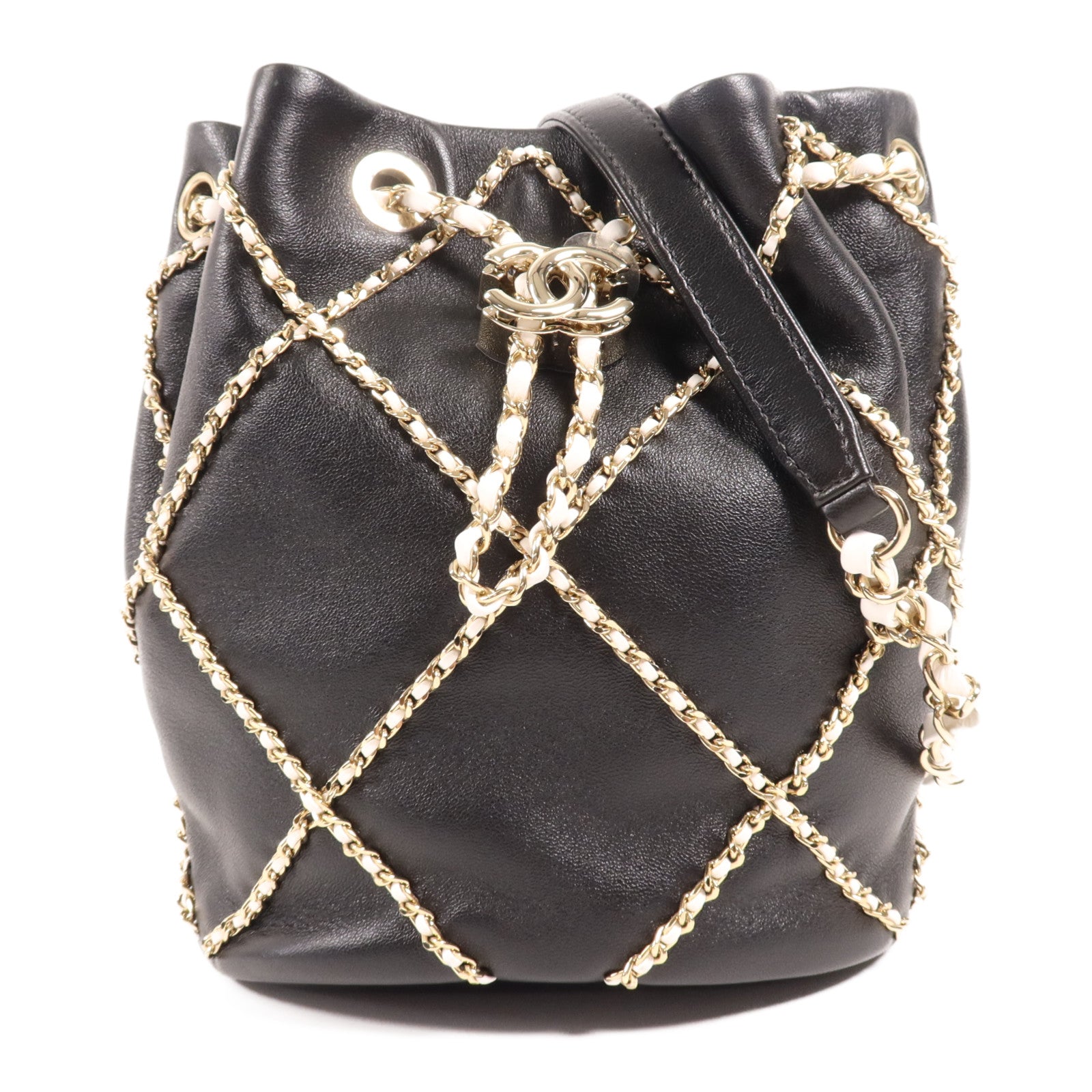 CHANEL 牛皮皮革Chain Shoulder Bag金扣鏈帶肩背袋