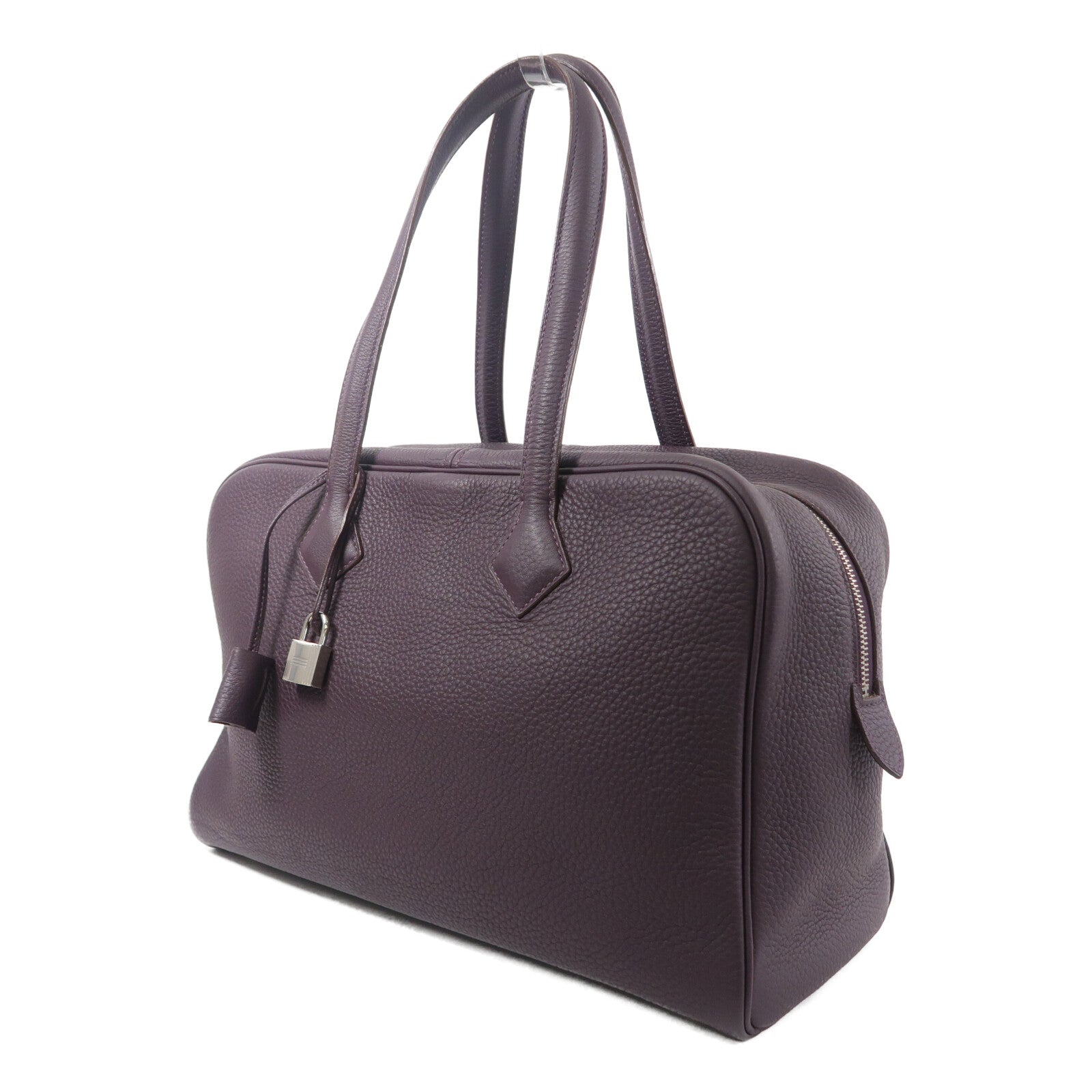 HERMES Clemence皮革Victoria 35手挽袋Rouge Pivoine