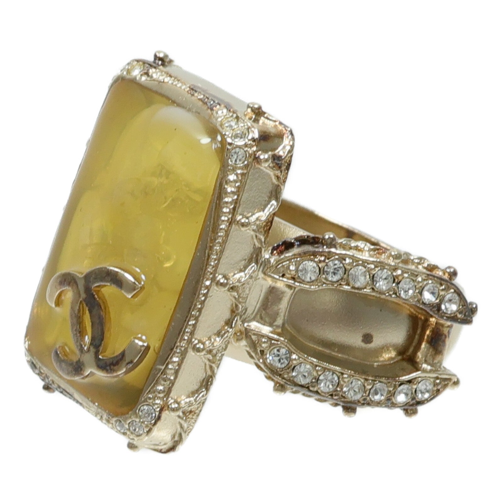 CHANEL 金屬/水鑽/樹脂Vanity Gripoix Ring戒指