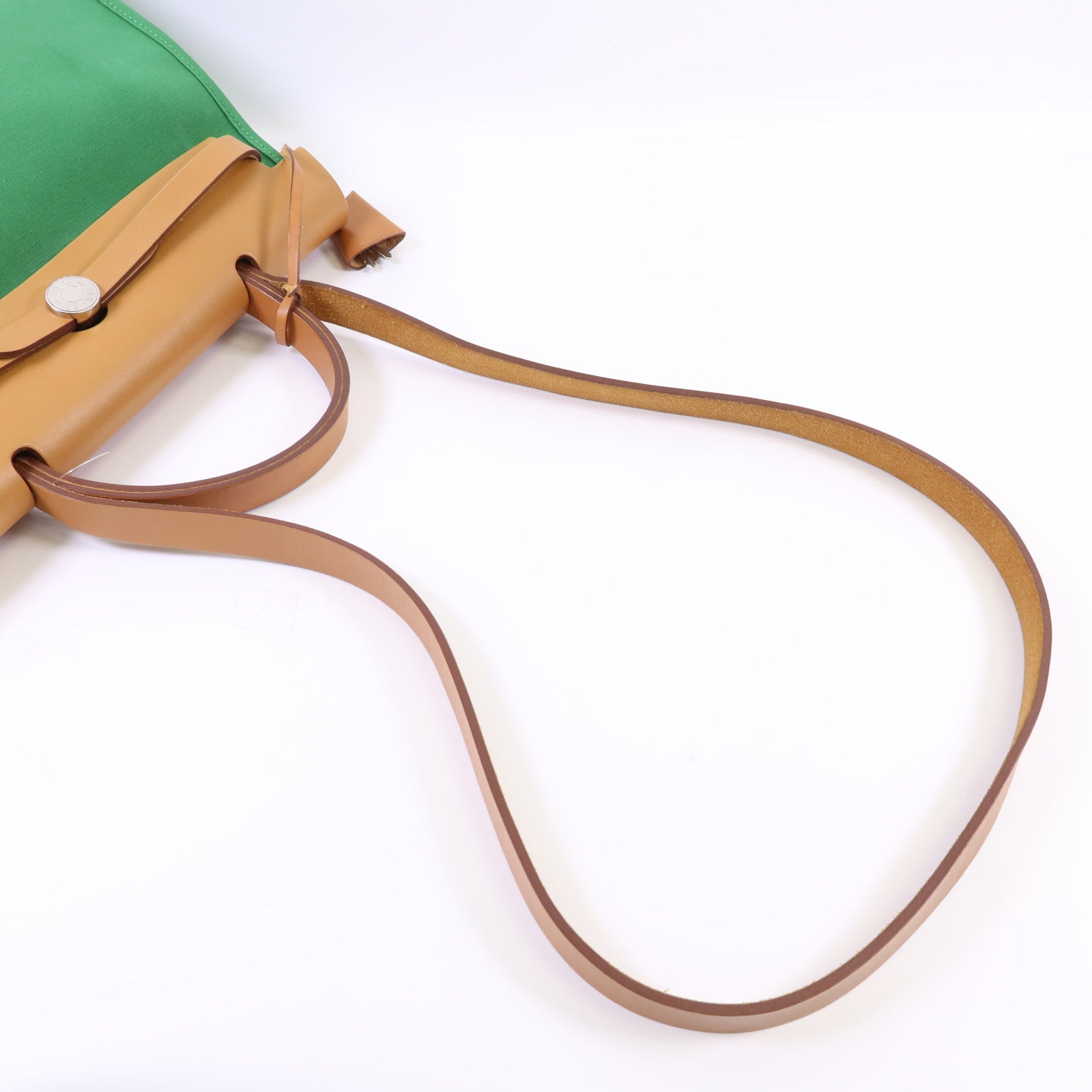 HERMES 帆布Herbag PM銀扣手挽肩背兩用袋Bamboo