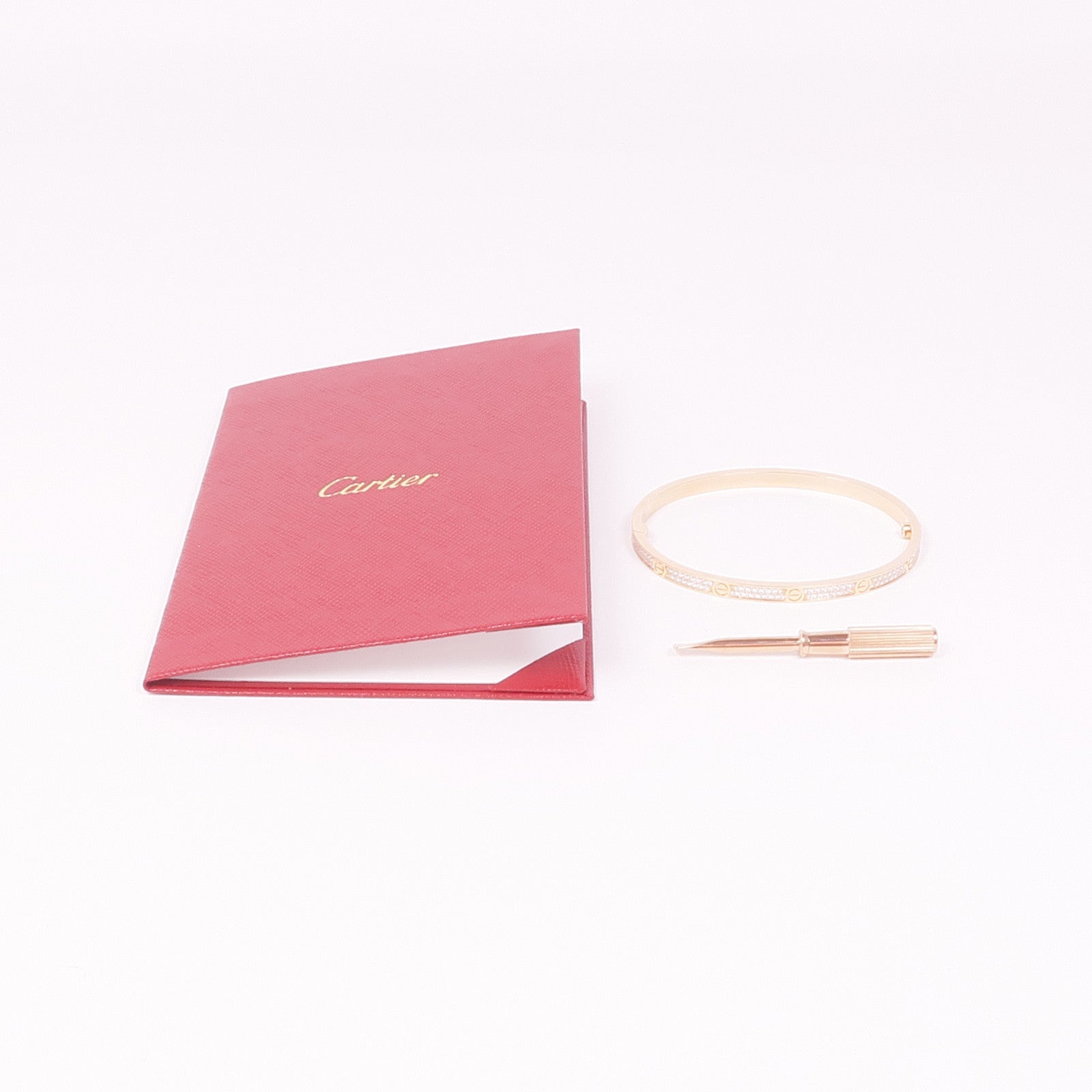 CARTIER 18K玫瑰金Love Bracelet Small Model Full Diamond鑽石手鐲Cartier#17