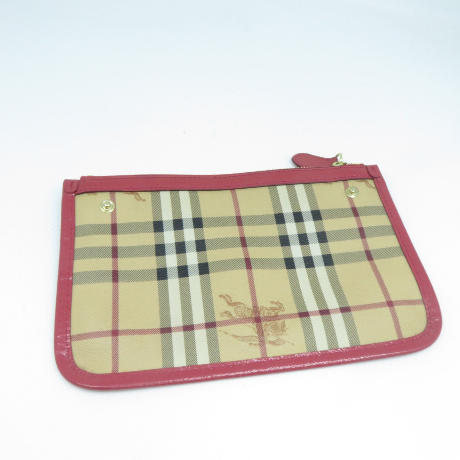 BURBERRY 塗層帆布Shoulder Bag金扣紅色/米色