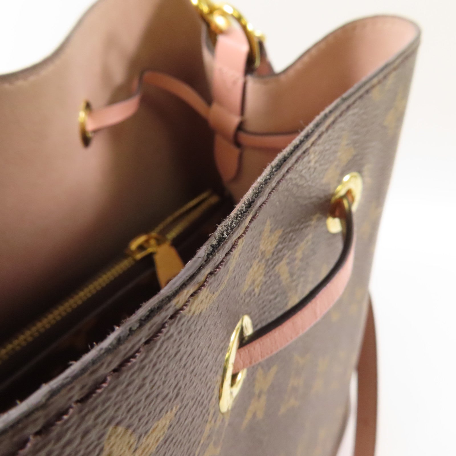 LOUIS VUITTON Monogram Neo Noe金扣手挽肩背兩用袋棕色/粉紅色