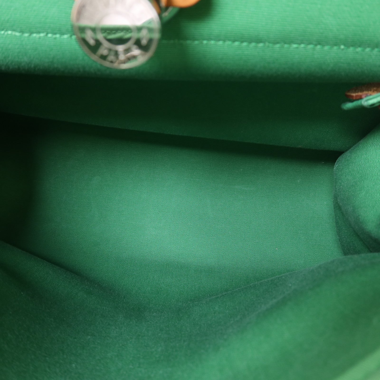 HERMES 帆布Herbag PM銀扣手挽肩背兩用袋Bamboo