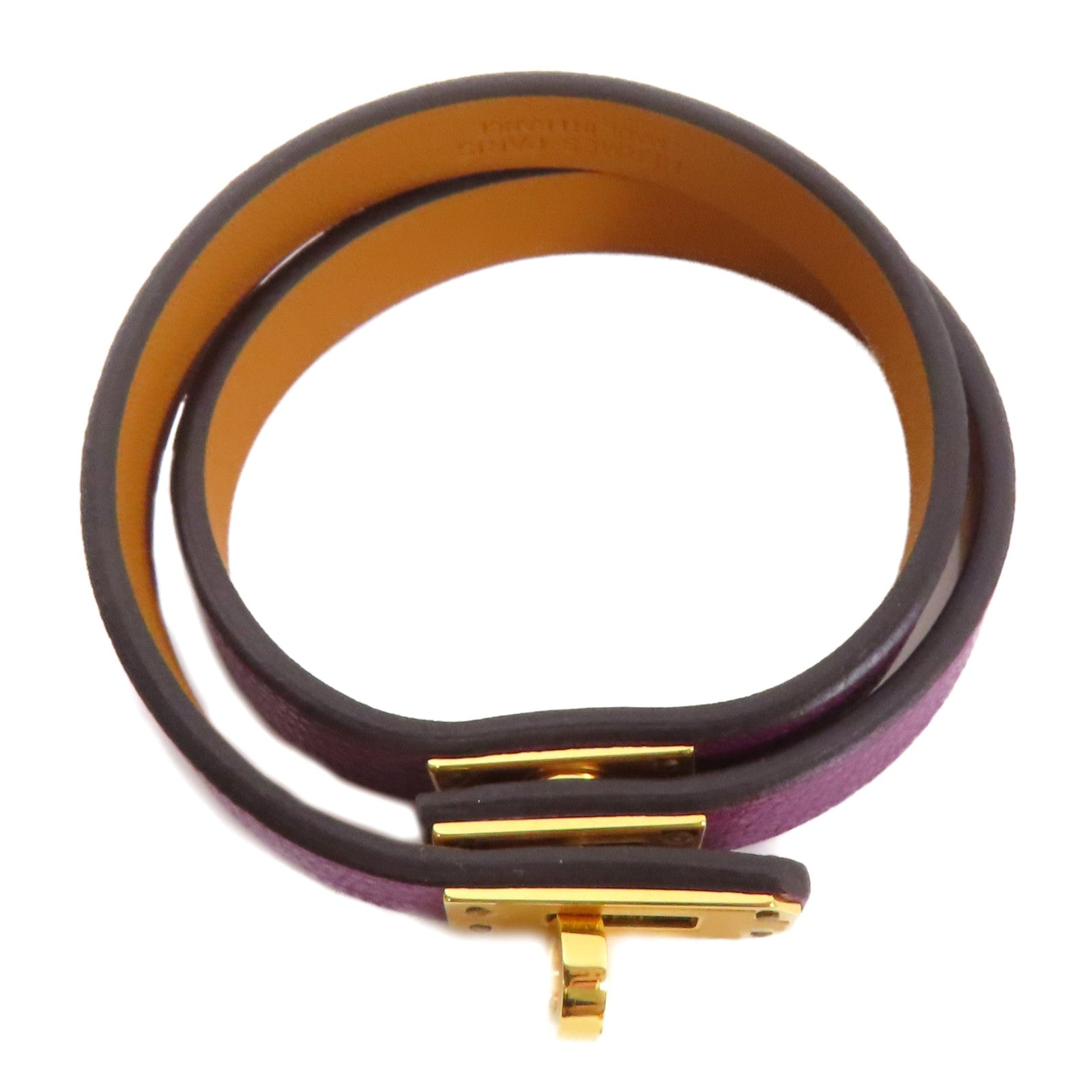 HERMES Chevre皮革Kelly Double Tour金扣手鏈Anemone