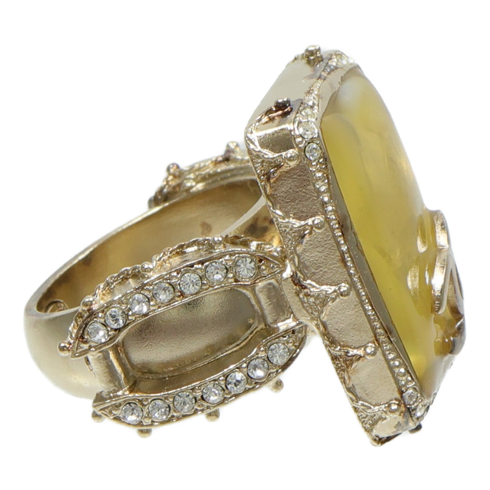 CHANEL 金屬/水鑽/樹脂Vanity Gripoix Ring戒指