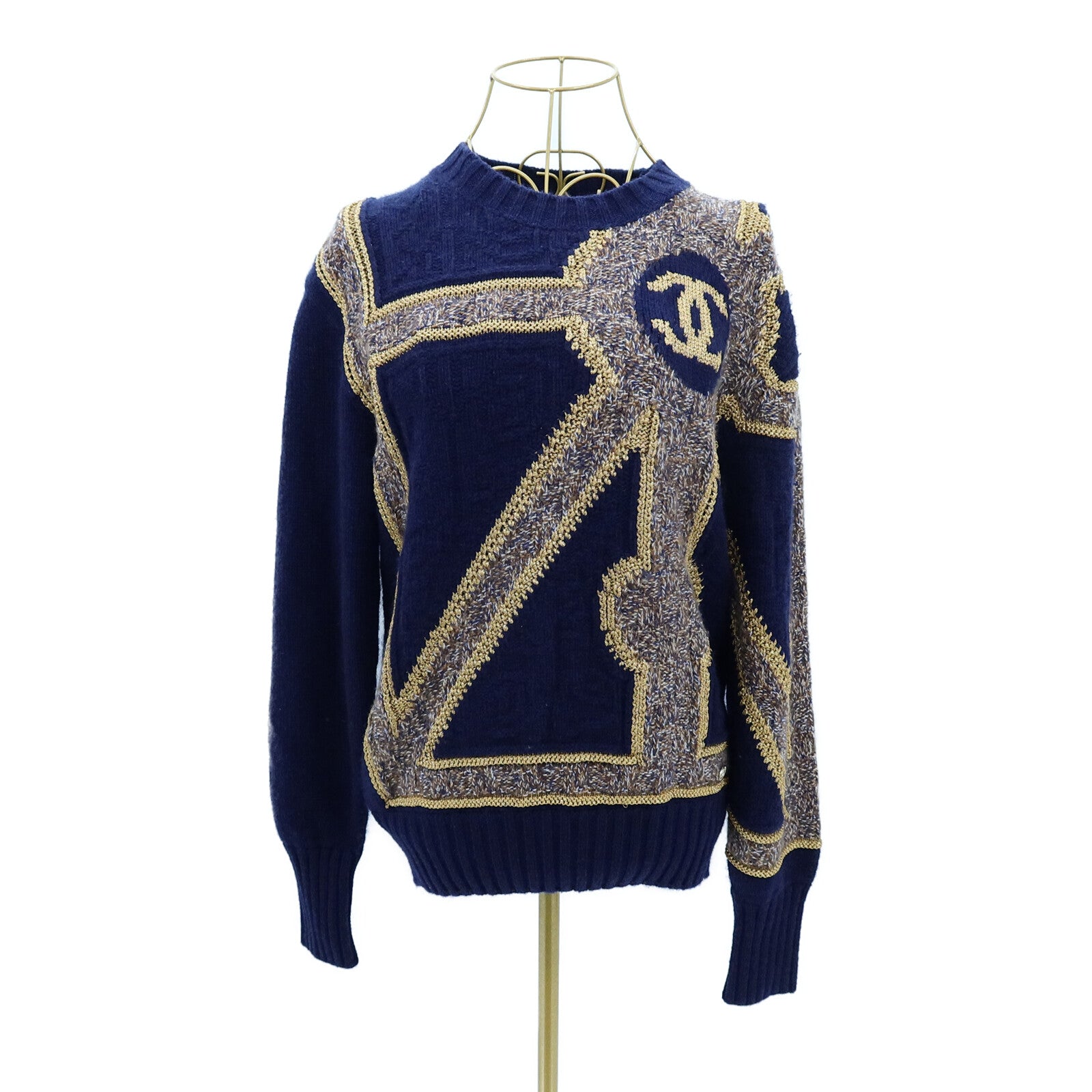 CHANEL Cashmere/Viscose Metiers d'Art Coco Mark Knit Pullover針織