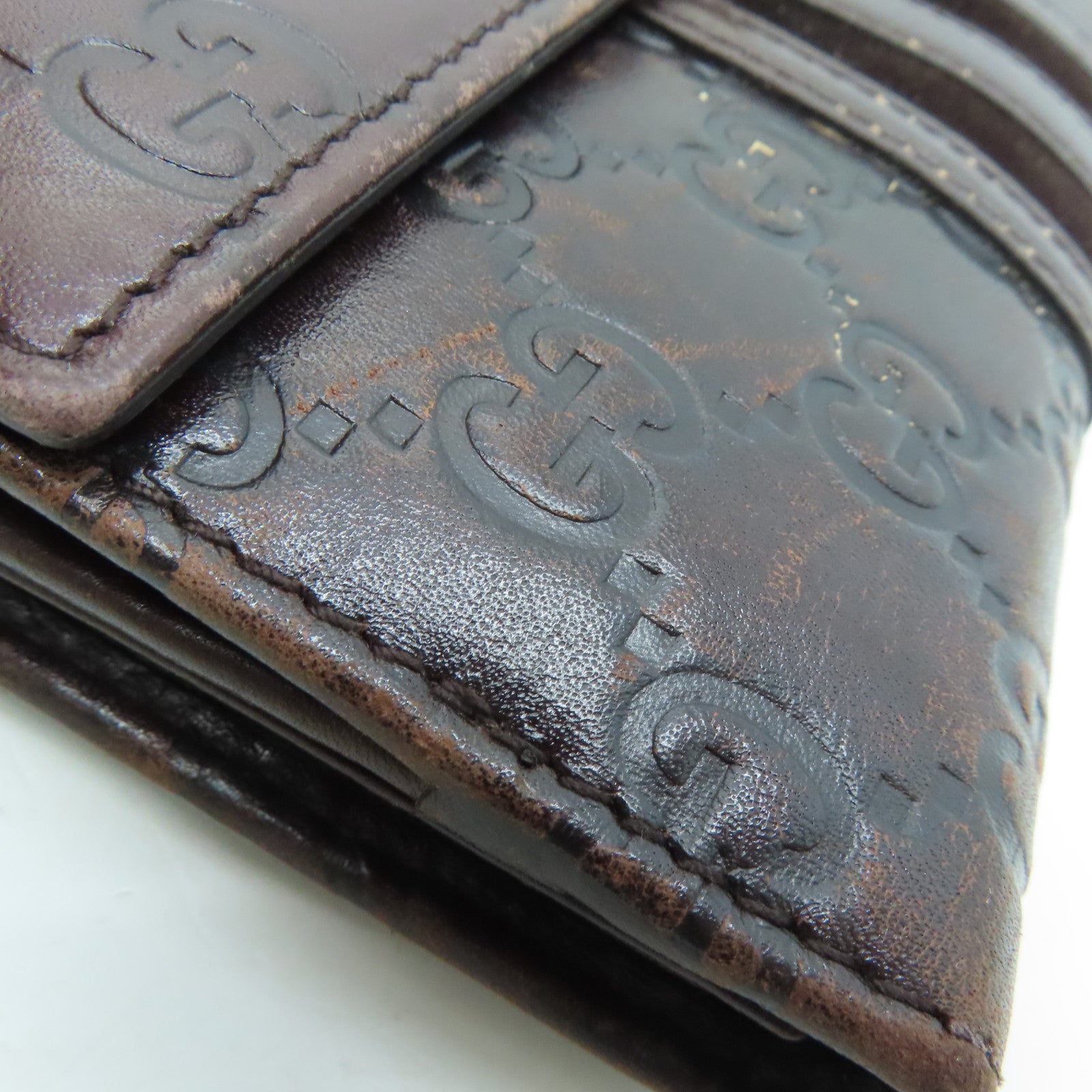 GUCCI 牛皮皮革Long Wallet金扣長錢包啡色