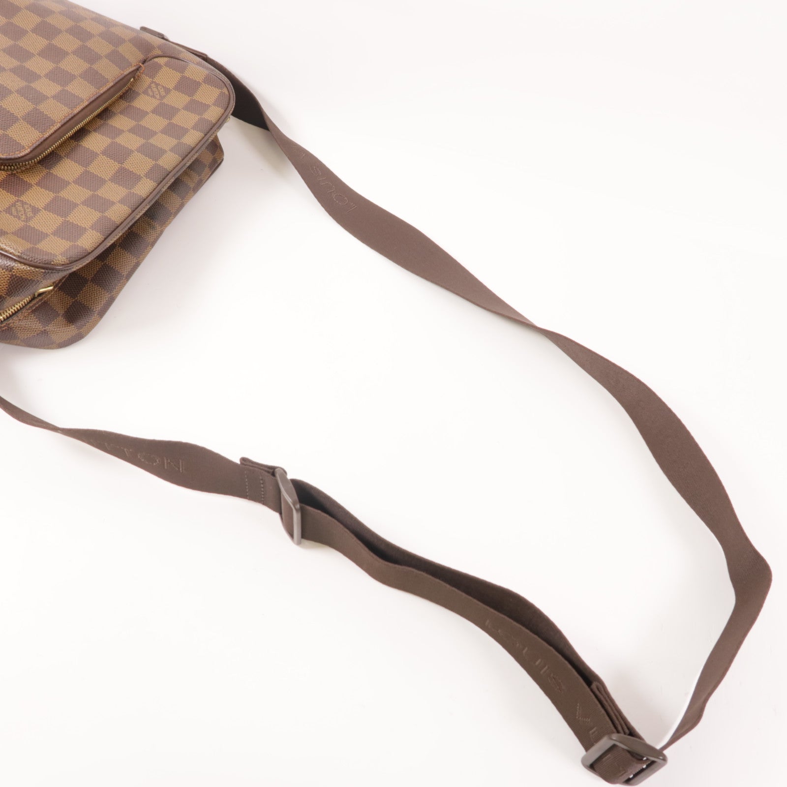 LOUIS VUITTON 【激減優惠】Damier Olaf MM金扣肩背袋棕色