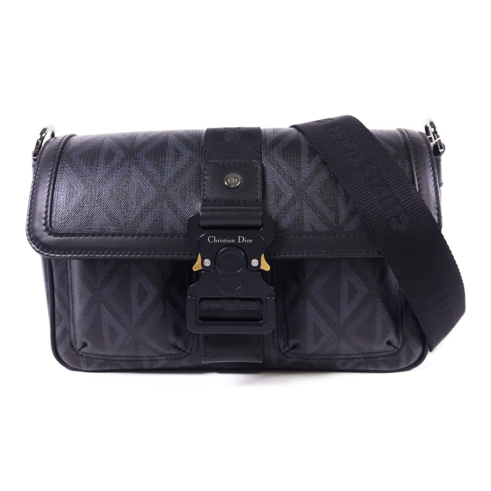 Dior 塗層帆布Hit The Road Shoulder Bag銀扣肩背袋