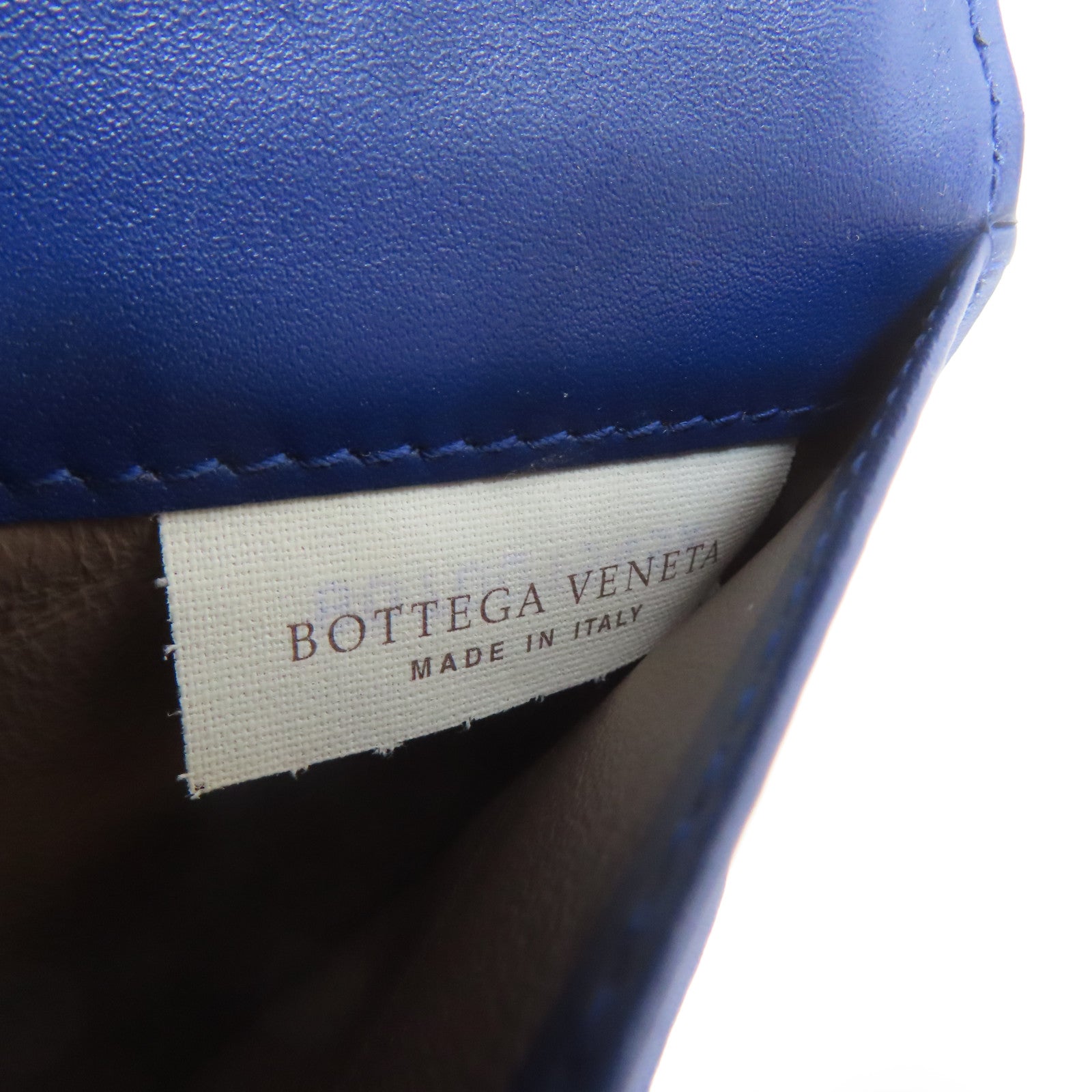 BOTTEGA VENETA 【激減優惠】織紋牛皮皮革Long Bifold Wallet黑扣長錢包藍色