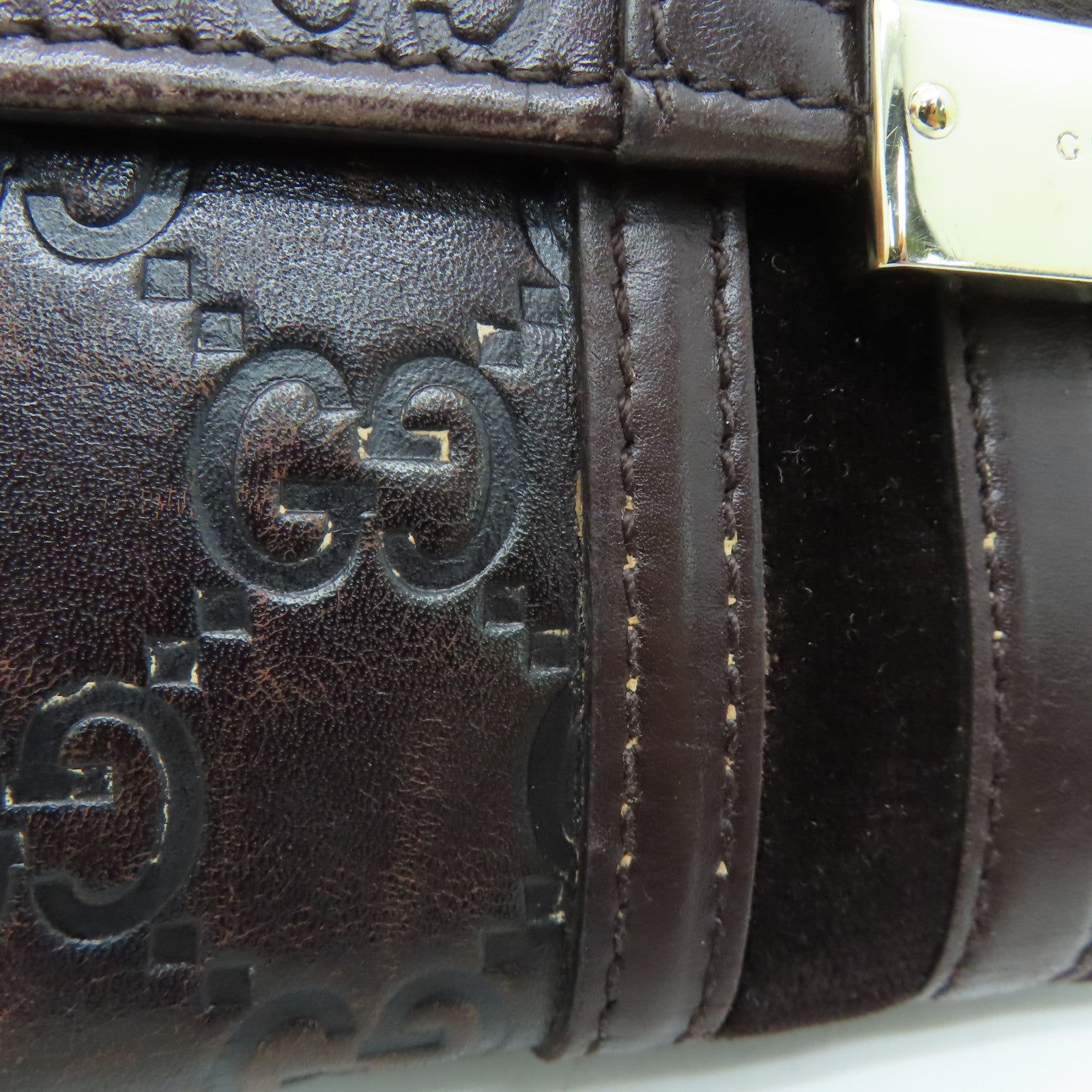 GUCCI 牛皮皮革Long Wallet金扣長錢包啡色