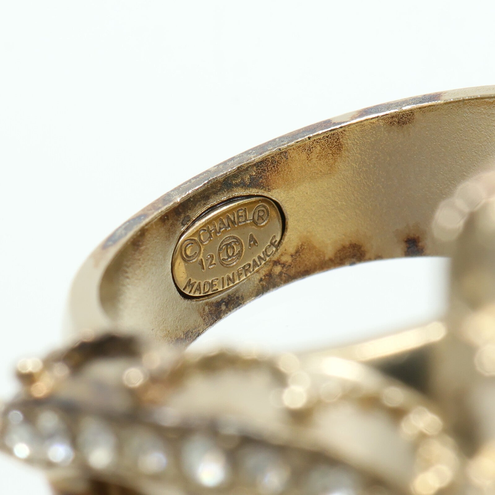 CHANEL 金屬/水鑽/樹脂Vanity Gripoix Ring戒指