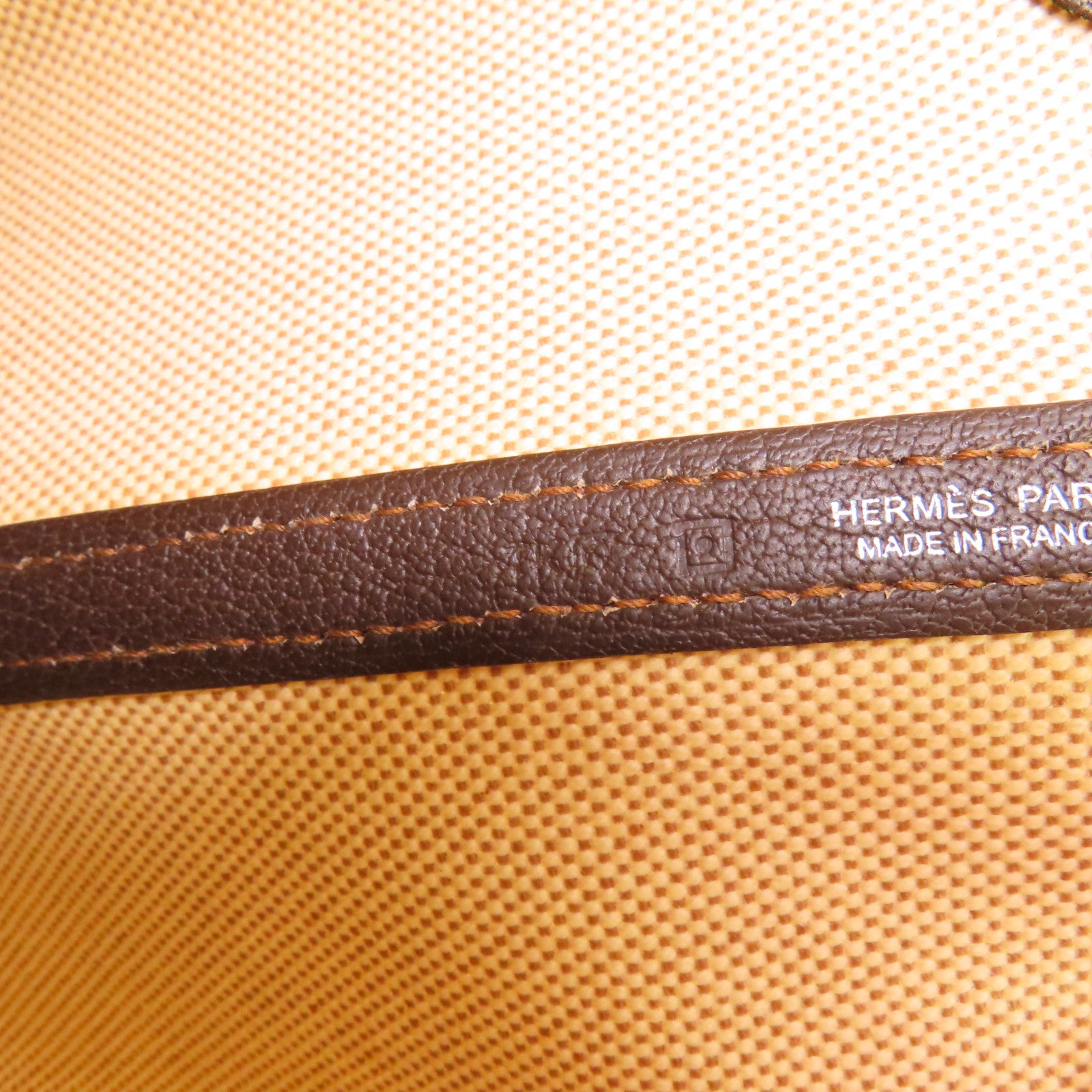 HERMES PHW Buffle Skipper Garden Party PM Handbag Canvas Leather Beige Biscuit