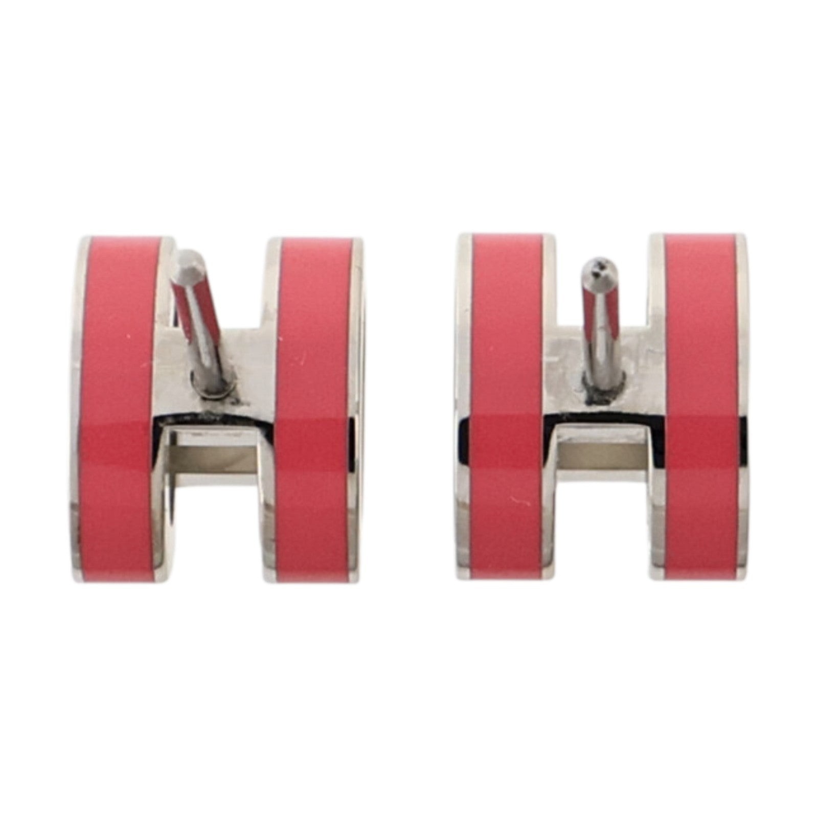 HERMES 金屬/琺瑯Mini Pop H Earrings耳環Rose Azalee