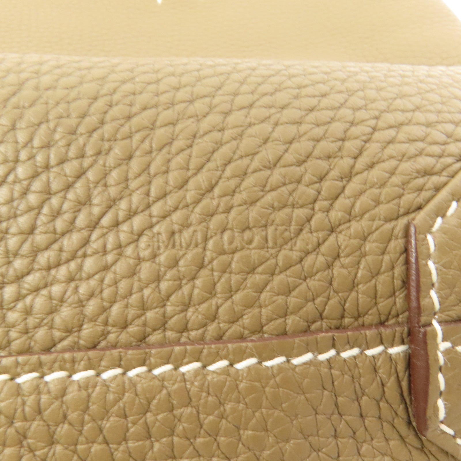 HERMES Clemence皮革Double Sens 35手挽袋 Etoupe/Rouge Tomato