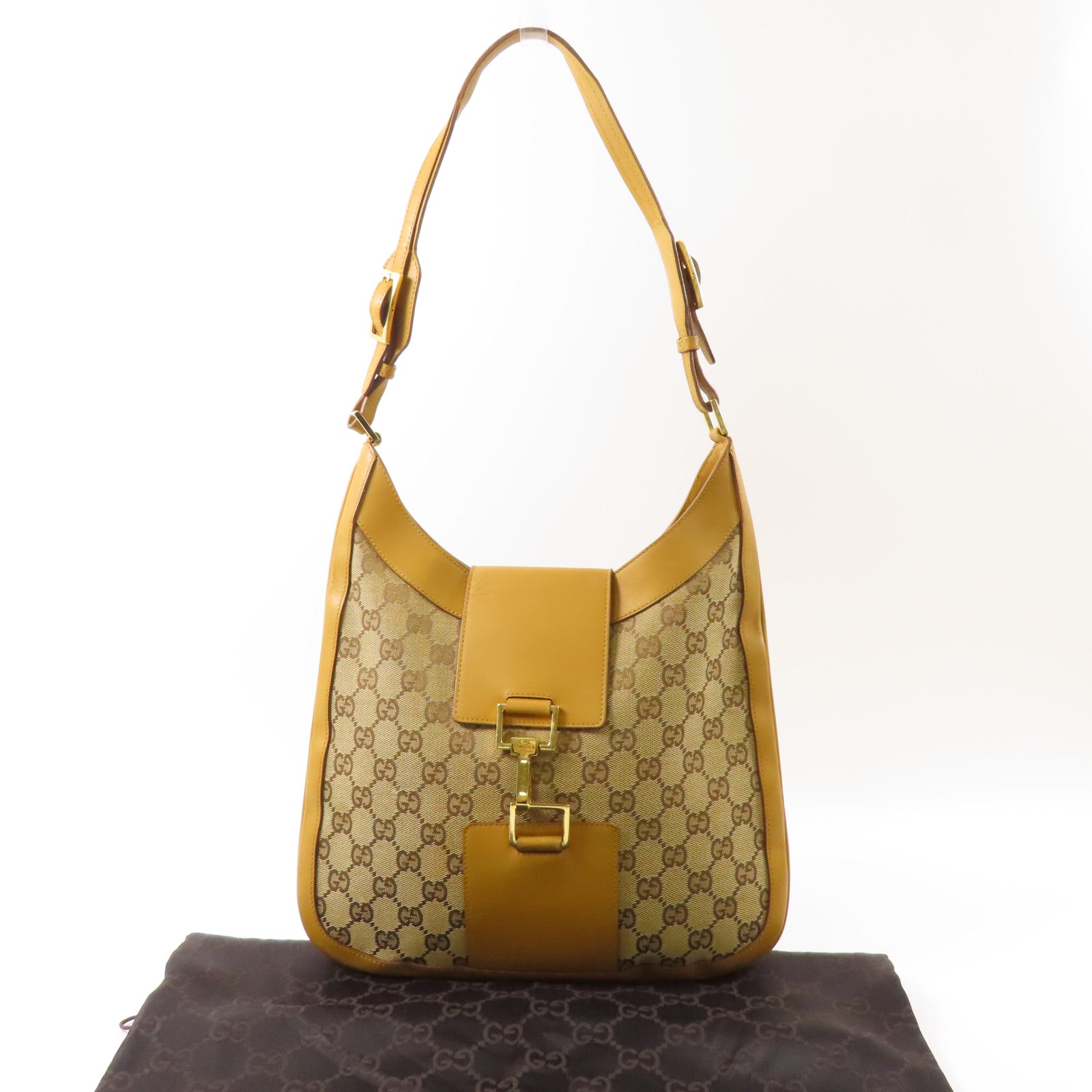 GUCCI 帆布Shoulder Bag金扣肩背袋