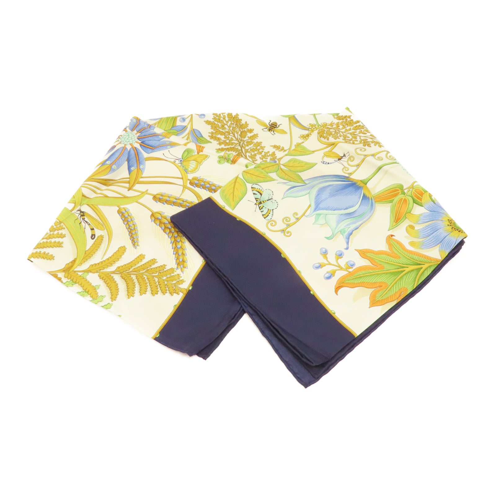 Salvatore Ferragamo 絲質Scarf絲巾黄色/藍色