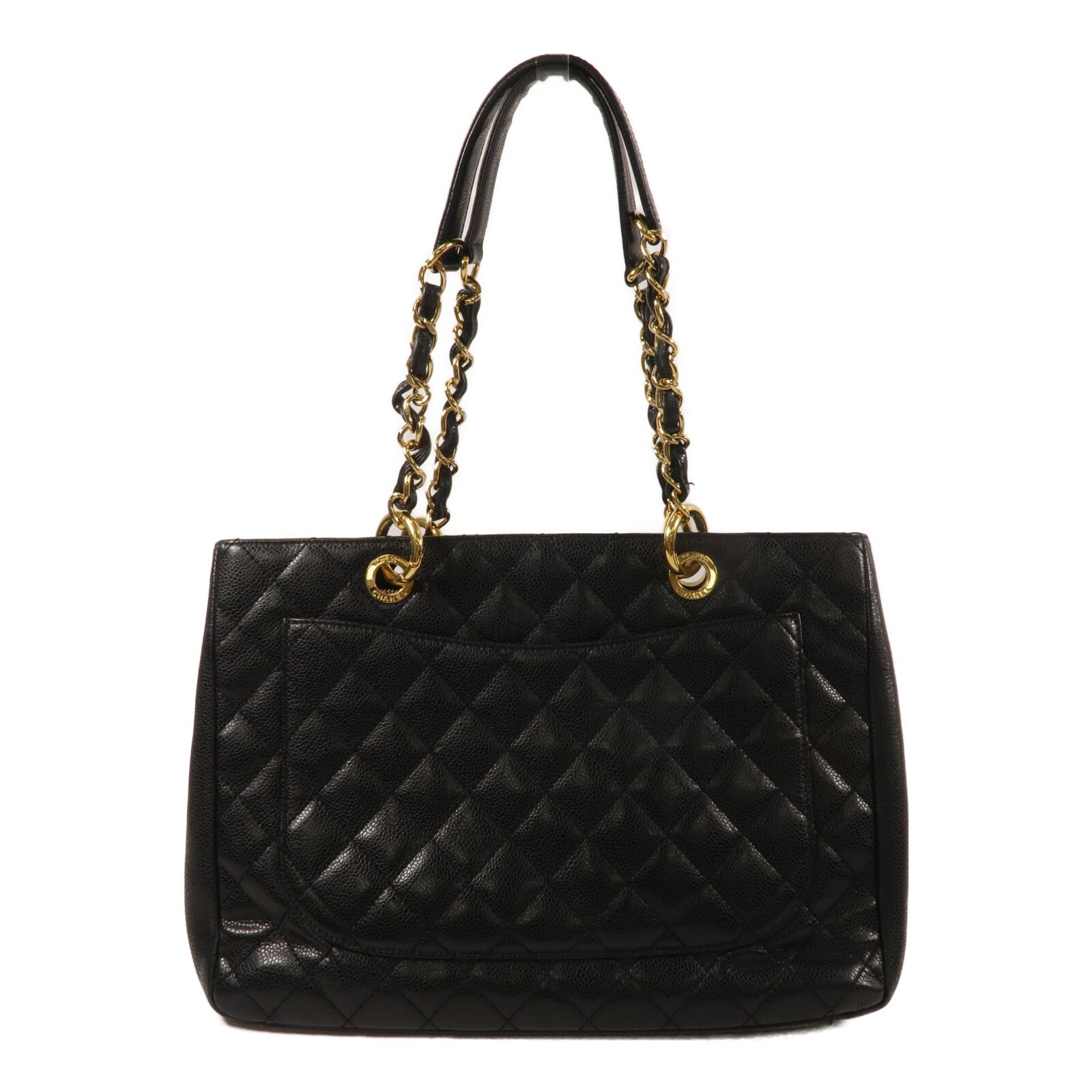 CHANEL 牛皮皮革GST Grand Shopping Tote Bag鏈帶肩背袋