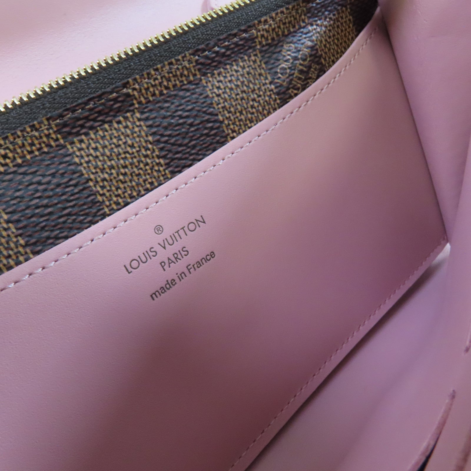 LOUIS VUITTON Damier Azur Croisette Chain Wallet Shoulder Bag金扣鏈帶肩背袋啡色/粉紅色