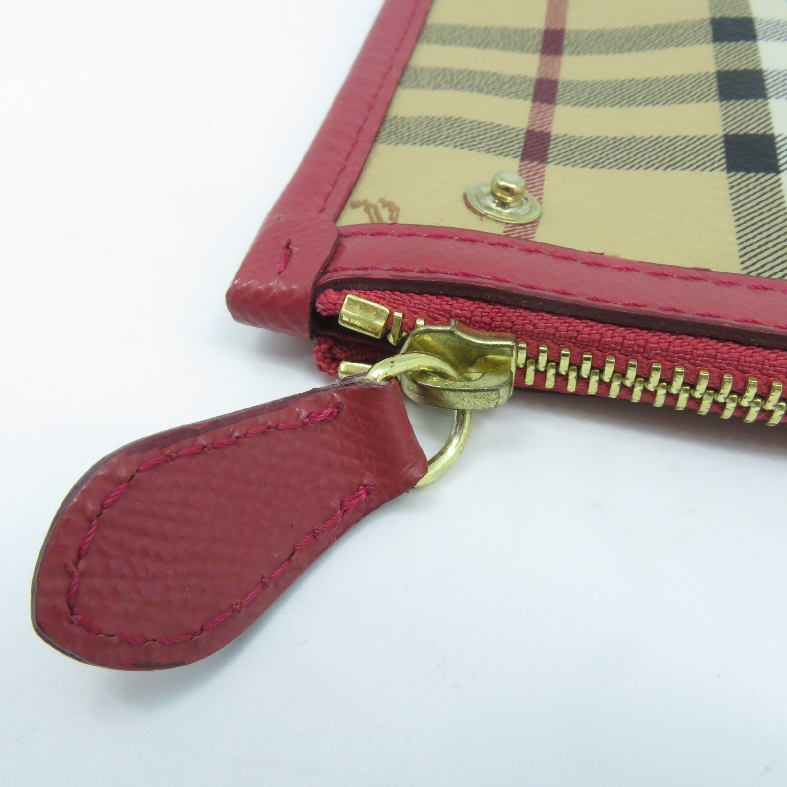 BURBERRY 塗層帆布Shoulder Bag金扣紅色/米色