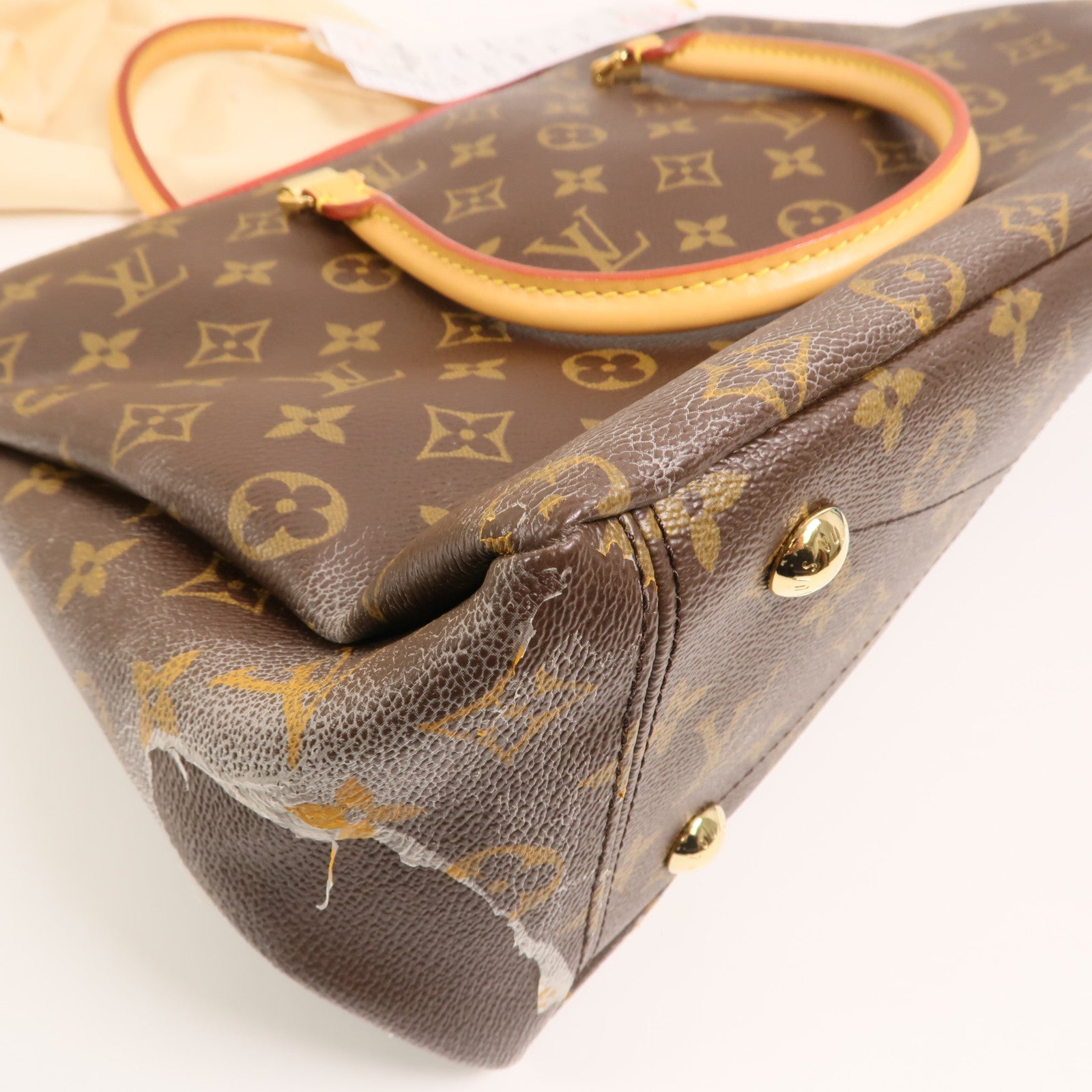 LOUIS VUITTON Monogram Pallas金扣手挽肩背兩用袋棕色/紅色