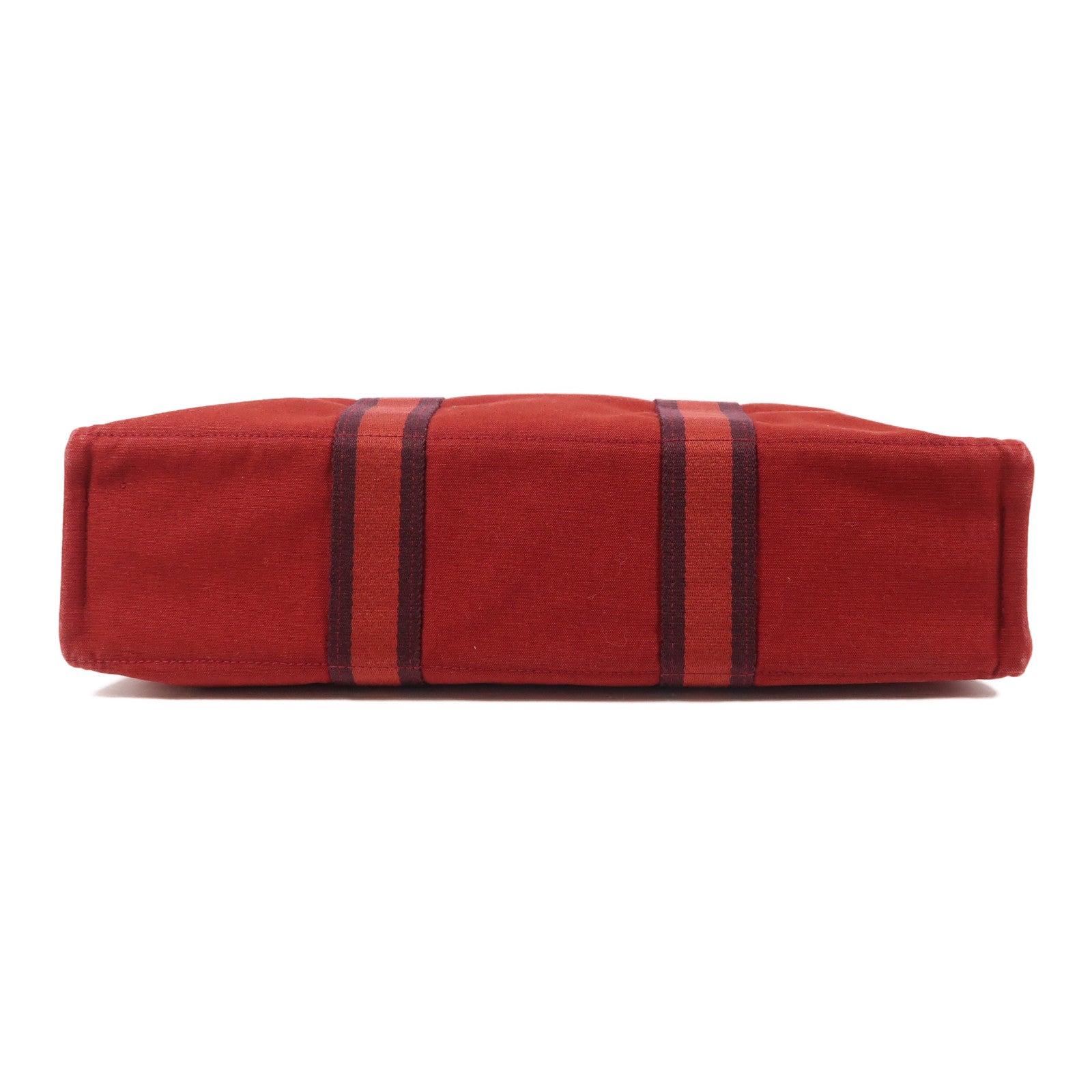 HERMES 帆布Fourre Tout MM銀扣手挽袋紅色